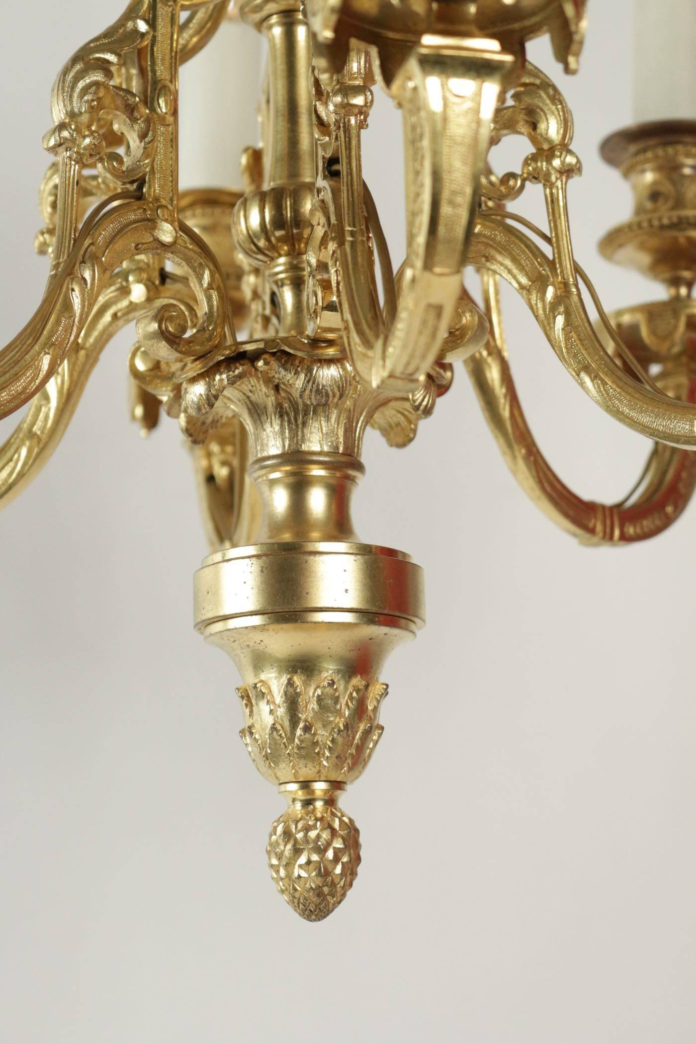 19th Century Chandelier, Gold Gilt on Bronze