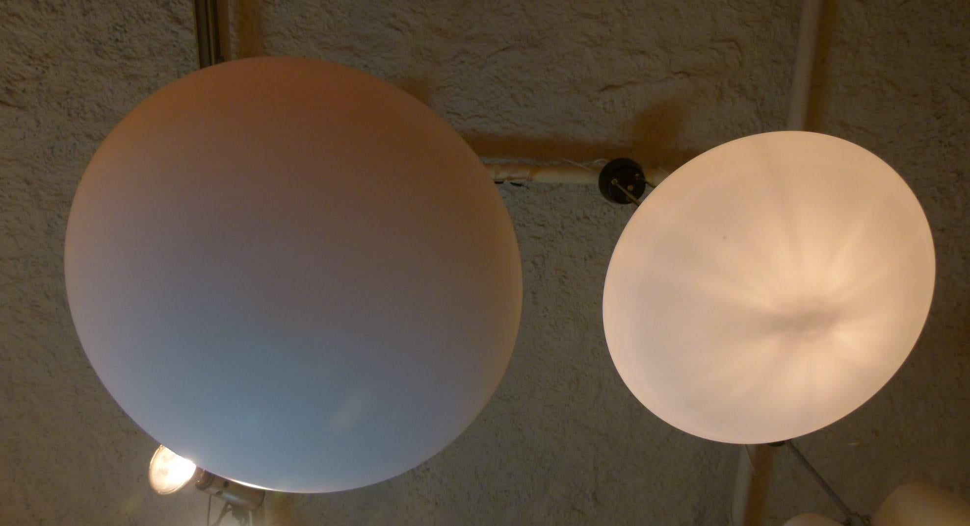 Chandeliers or Suspension in Frosted Glass Italy, circa 1960 by Stilnovo In Excellent Condition In Saint-Ouen, FR