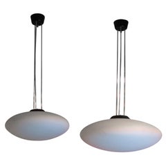 Chandeliers or Suspension in Frosted Glass Italy, circa 1960 by Stilnovo