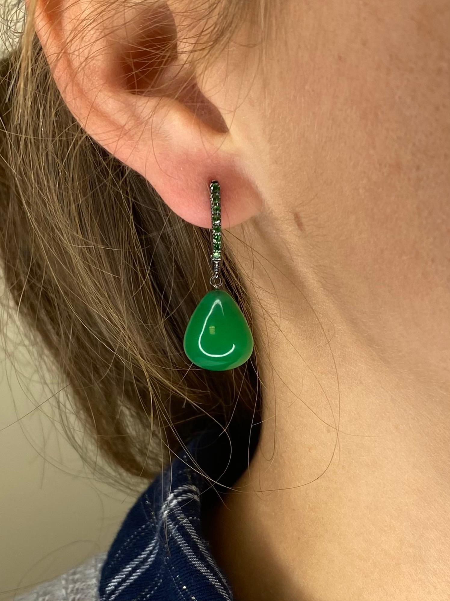 Art Deco Chandeller Earrings 18 Carats Green Agathe Tsavorites