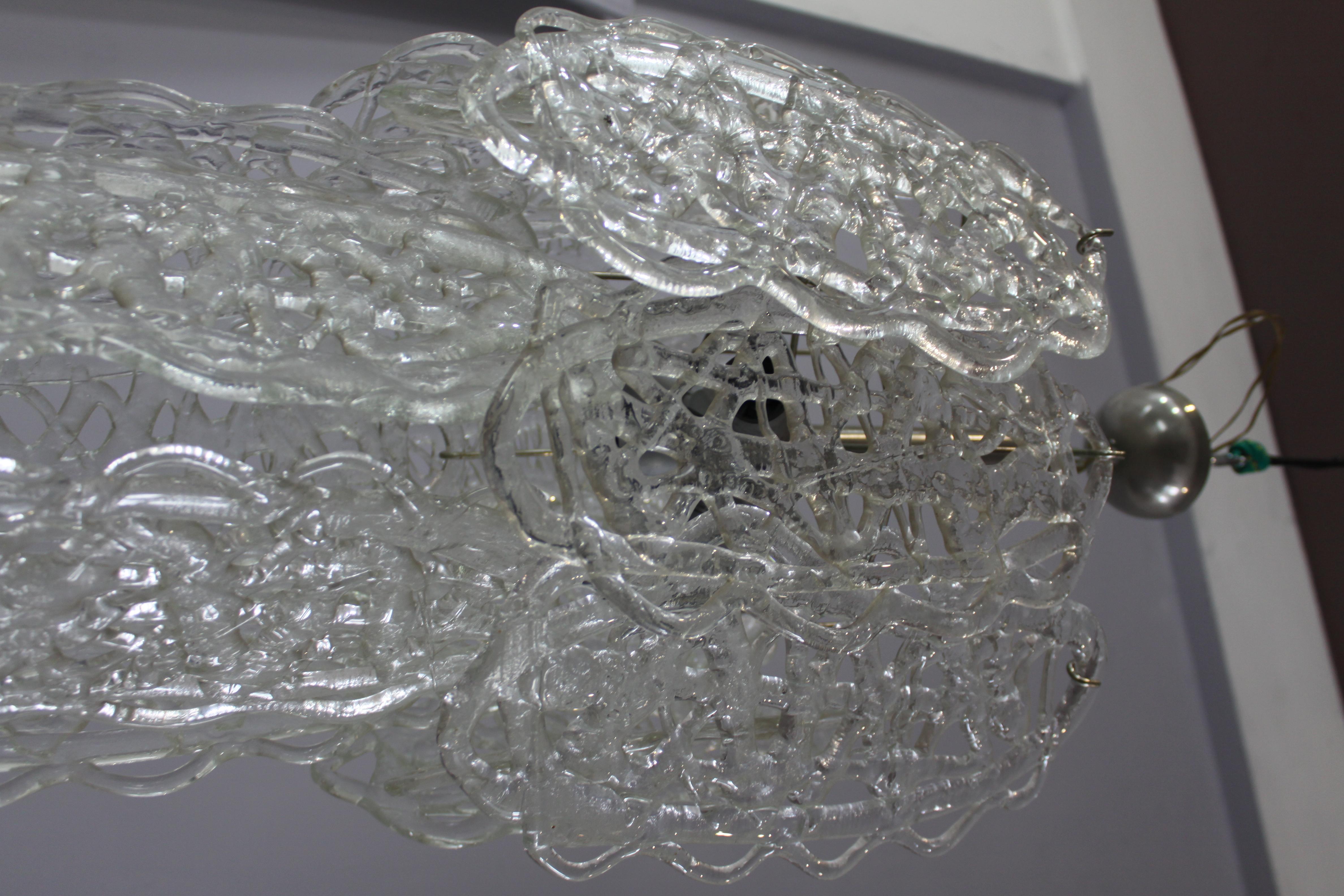 lámpara de araña  mazzega murano blanco gran azúcar hilado en venta 3