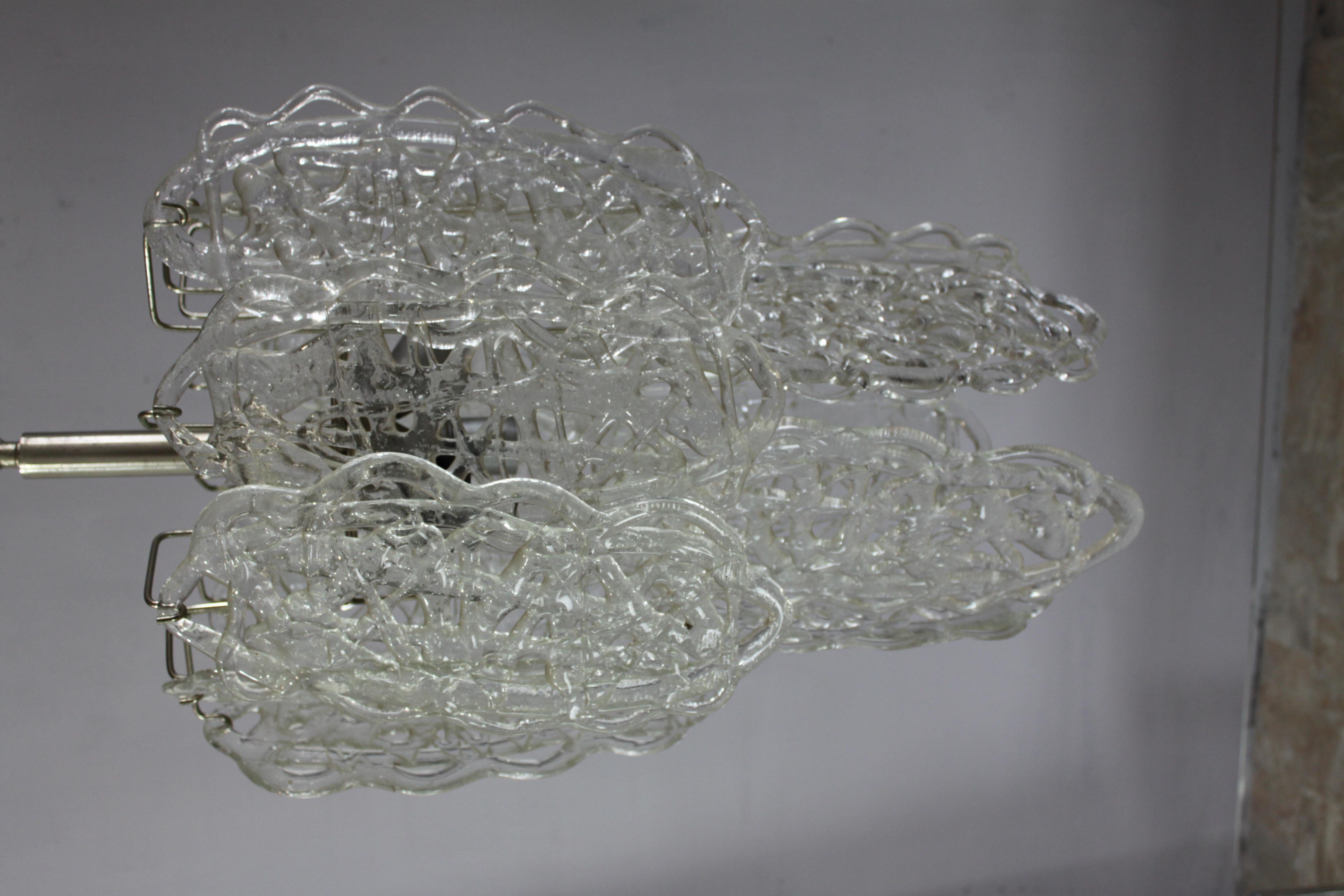 lámpara de araña  mazzega murano blanco gran azúcar hilado en venta 4