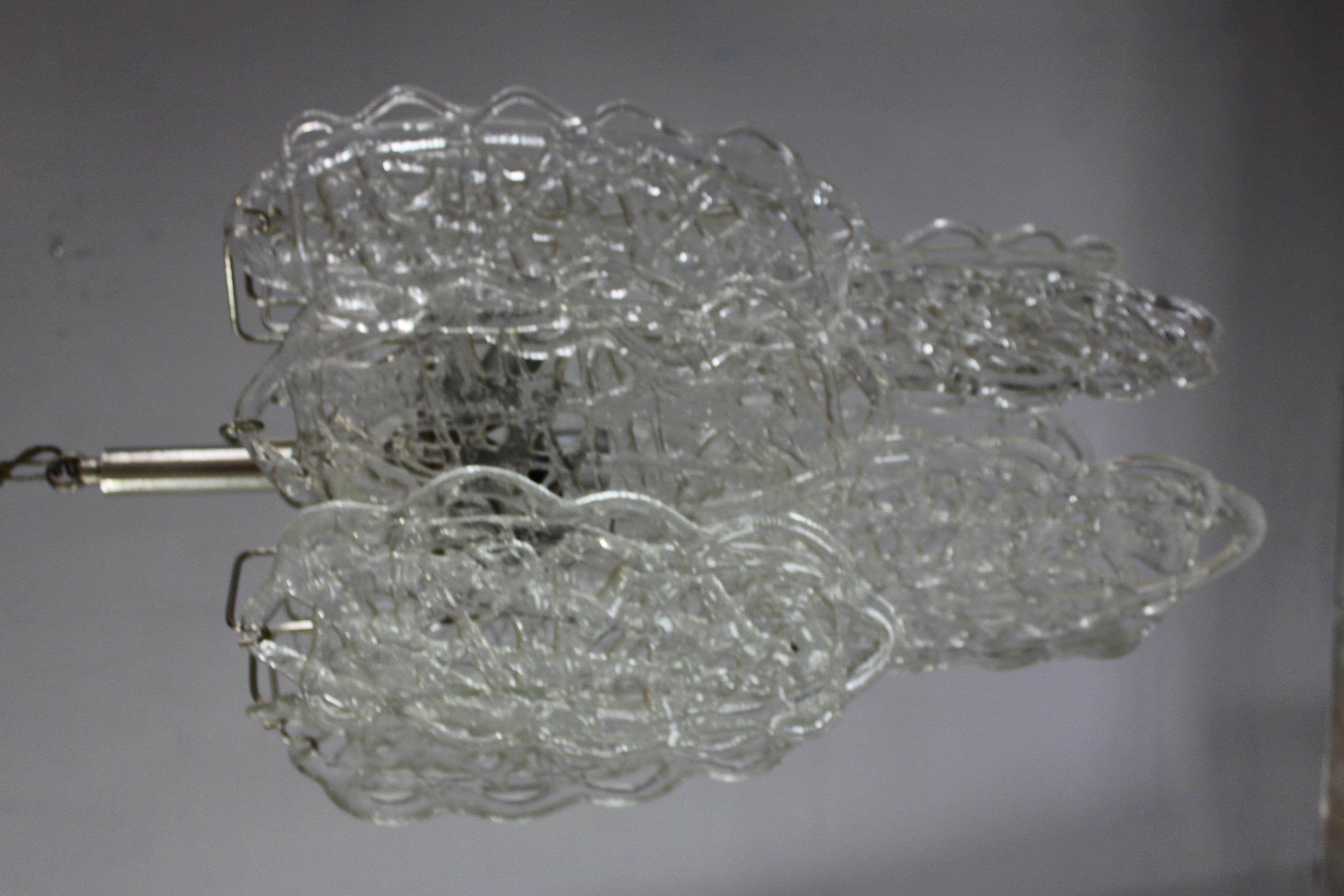 lámpara de araña  mazzega murano blanco gran azúcar hilado en venta 5