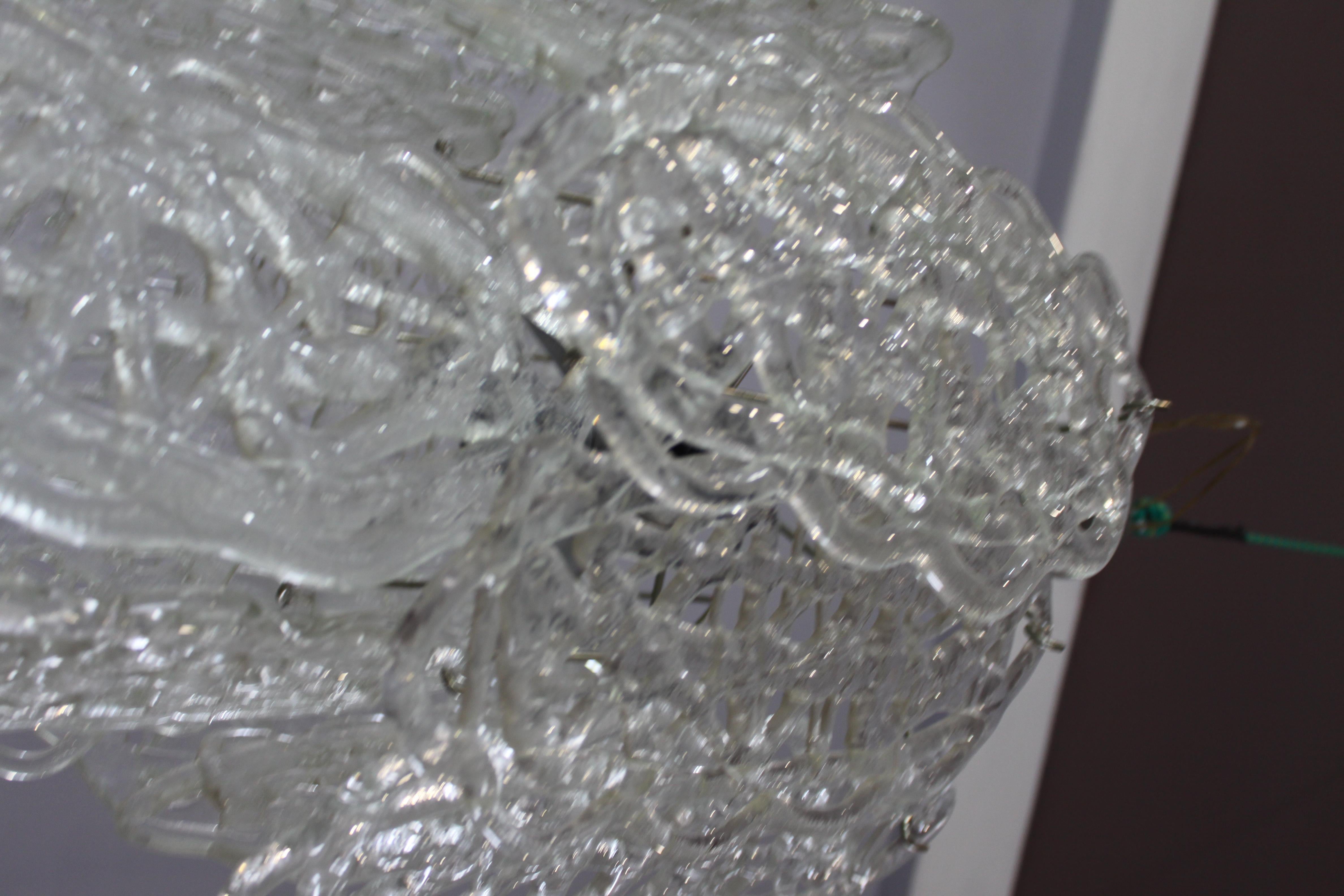 lámpara de araña  mazzega murano blanco gran azúcar hilado en venta 7