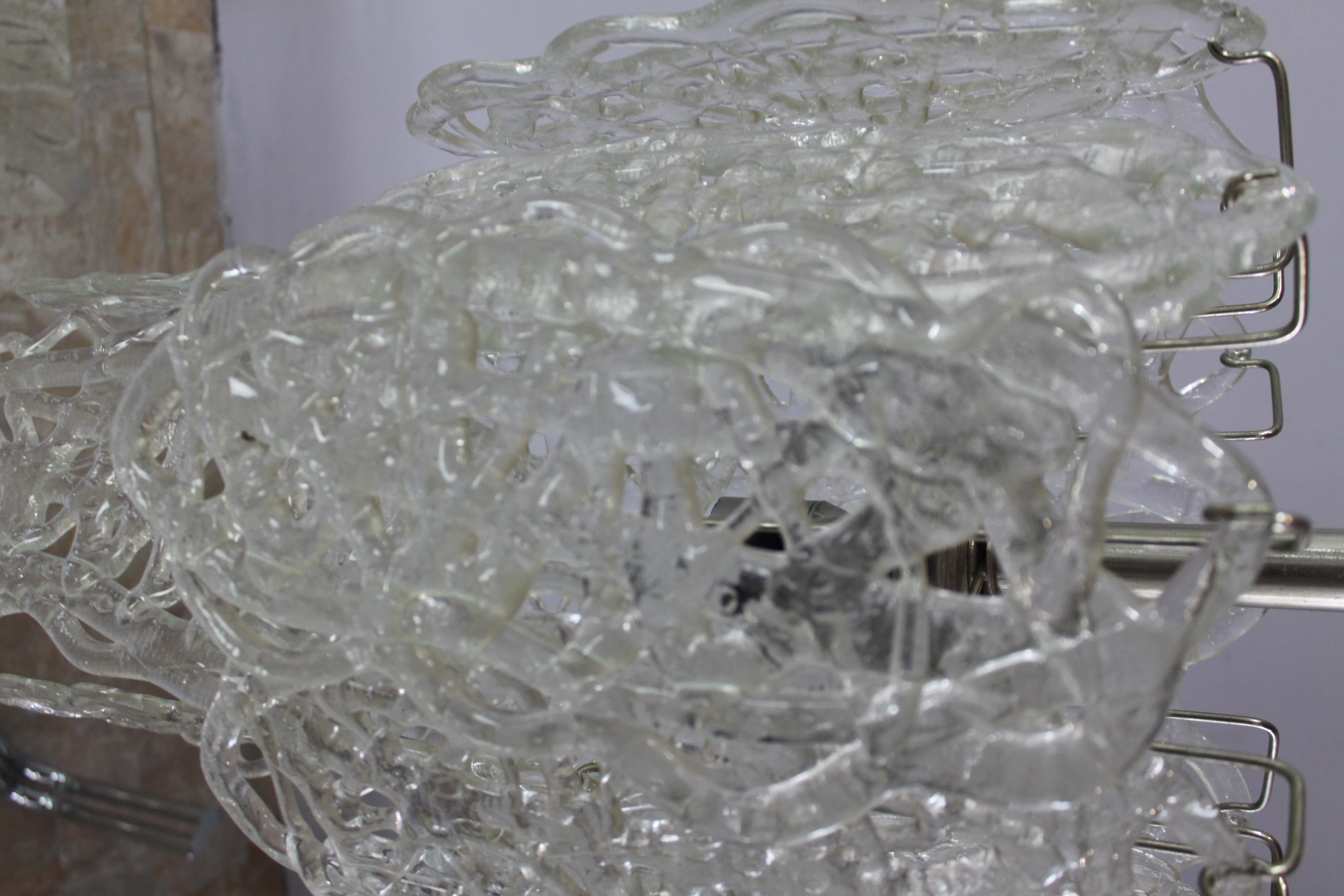 lámpara de araña  mazzega murano blanco gran azúcar hilado Hecho a mano en venta