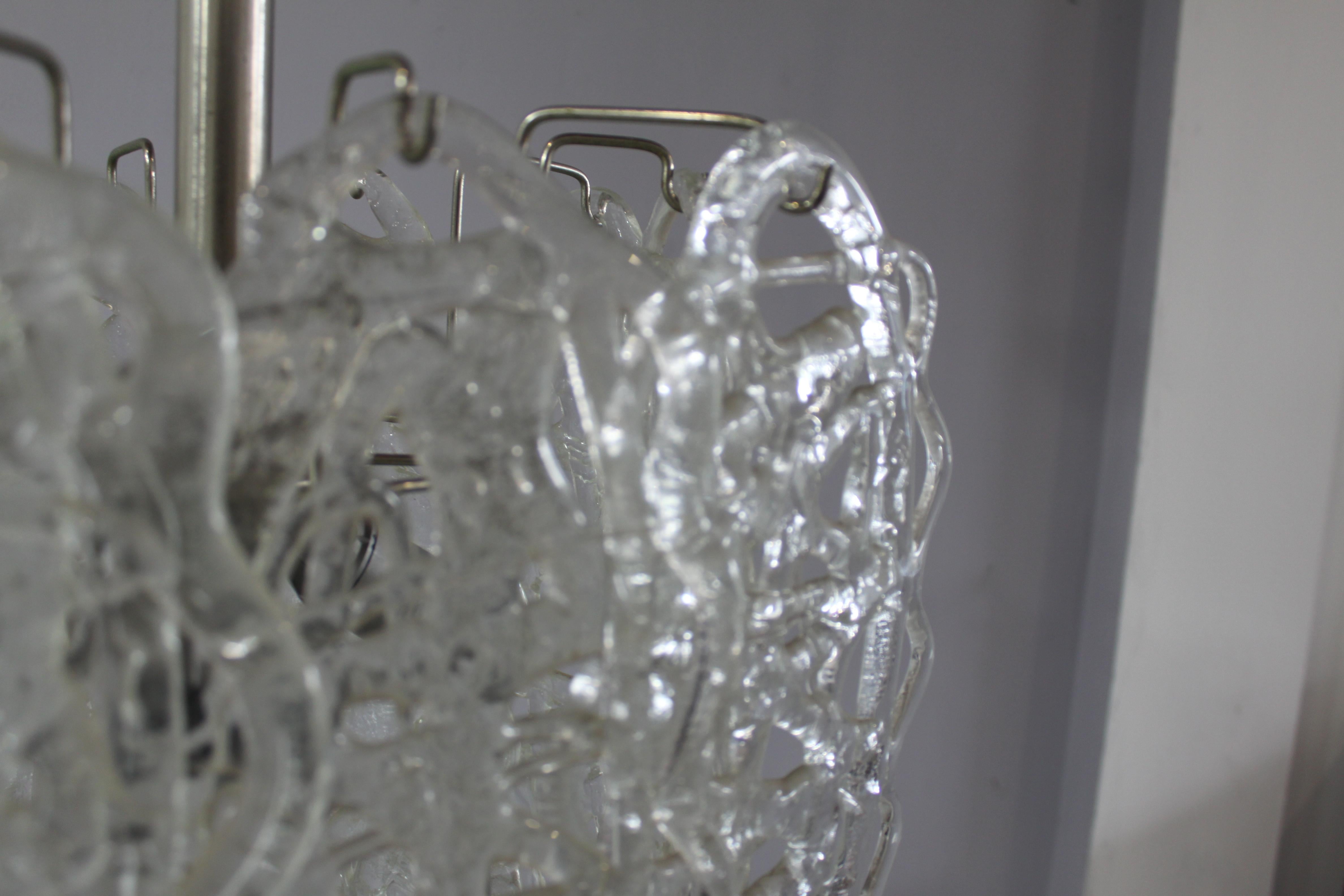 lámpara de araña  mazzega murano blanco gran azúcar hilado en Bueno estado para la venta en Medesano, Parma