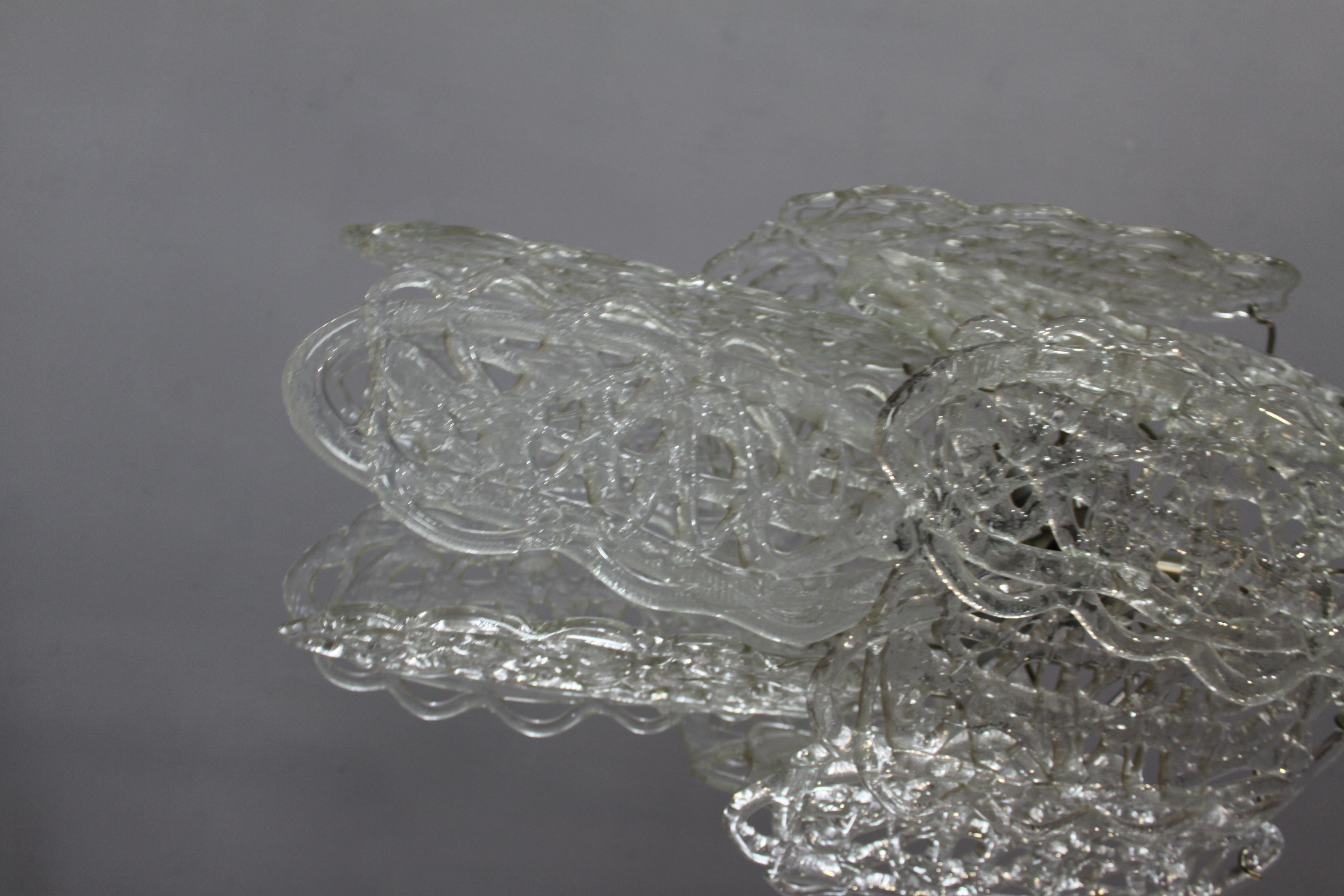 lámpara de araña  mazzega murano blanco gran azúcar hilado Metal en venta