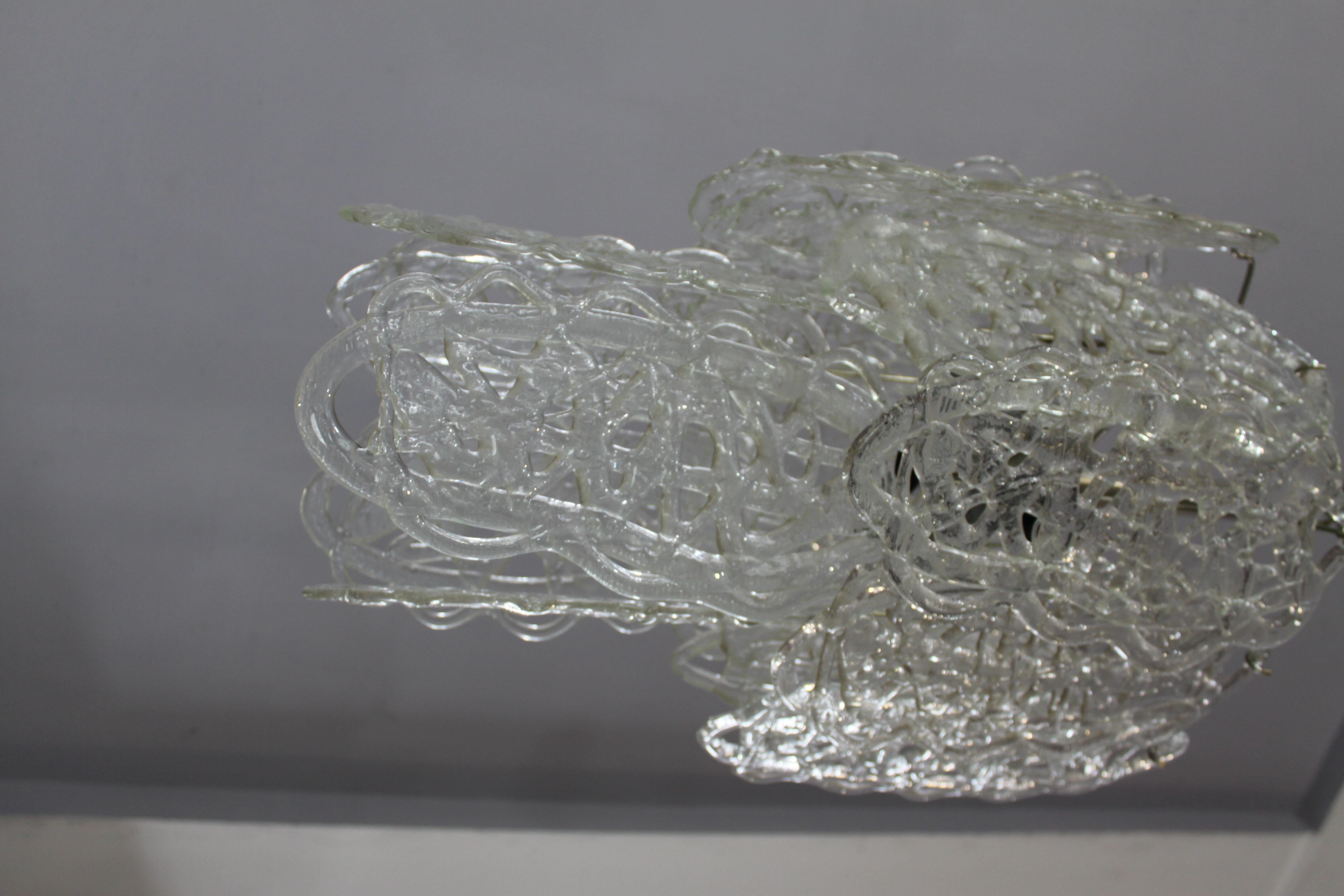 lámpara de araña  mazzega murano blanco gran azúcar hilado en venta 2