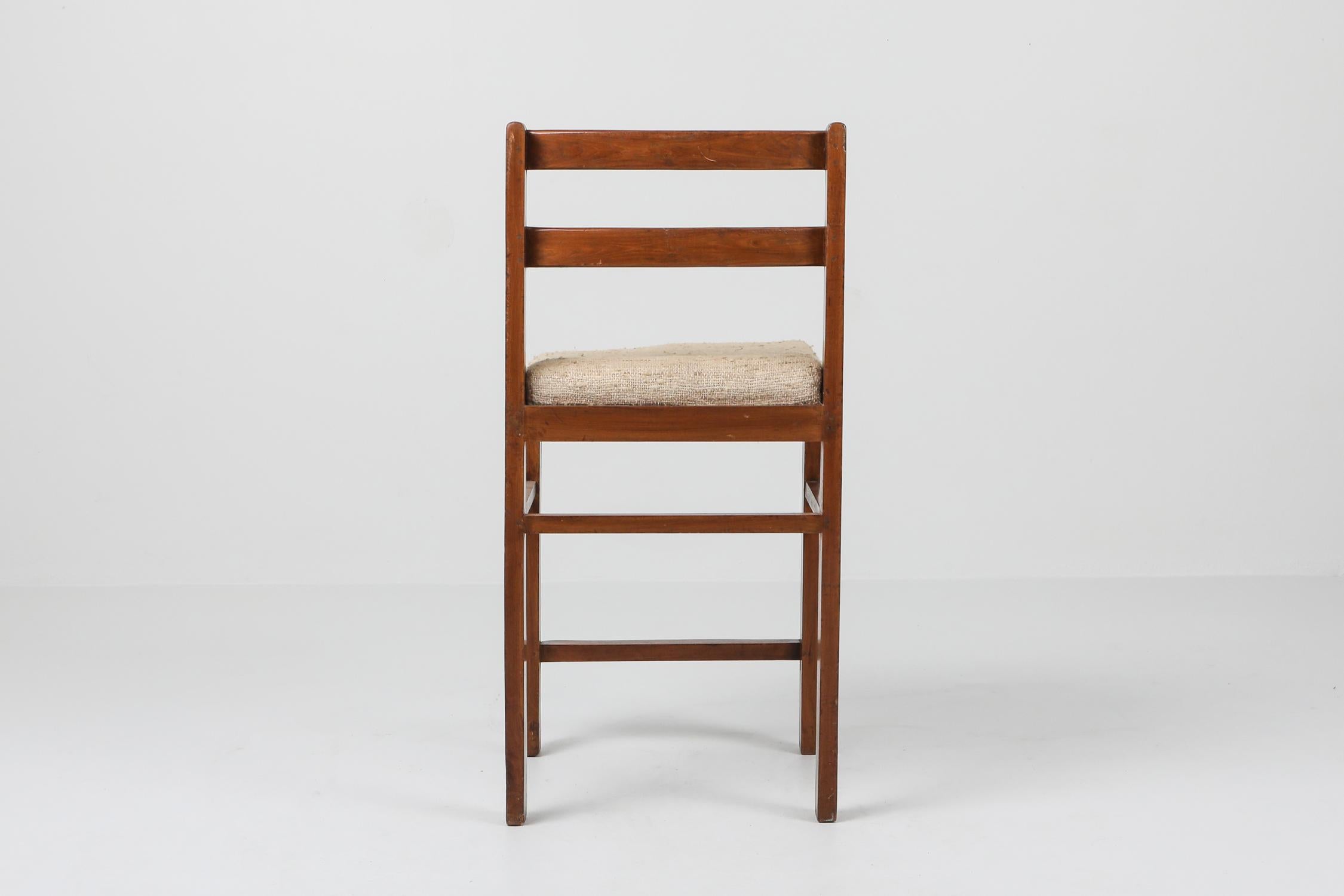 Linen Chandigarh Stool, Pierre Jeanneret