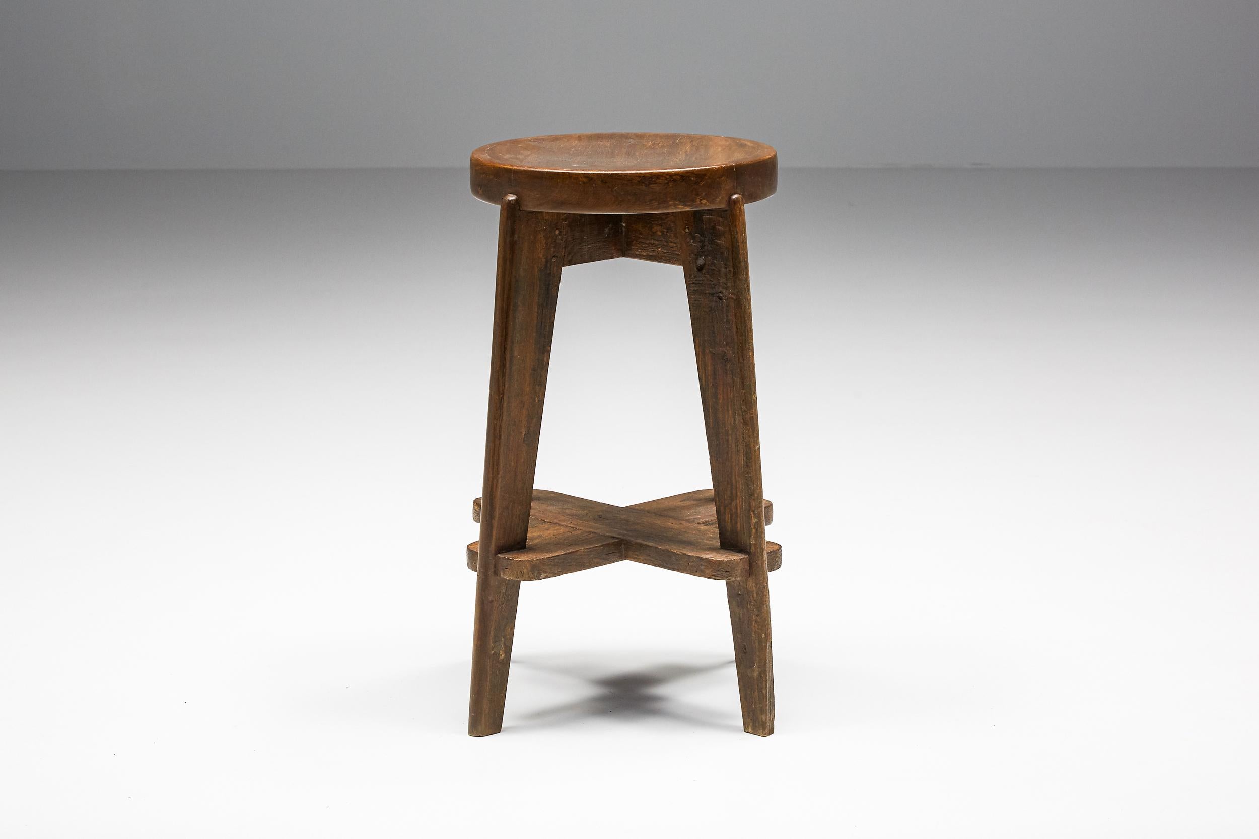 Mid-20th Century Pierre Jeanneret Chandigarh Stools 'CB', Postmodern influenced by Le Corbusier 