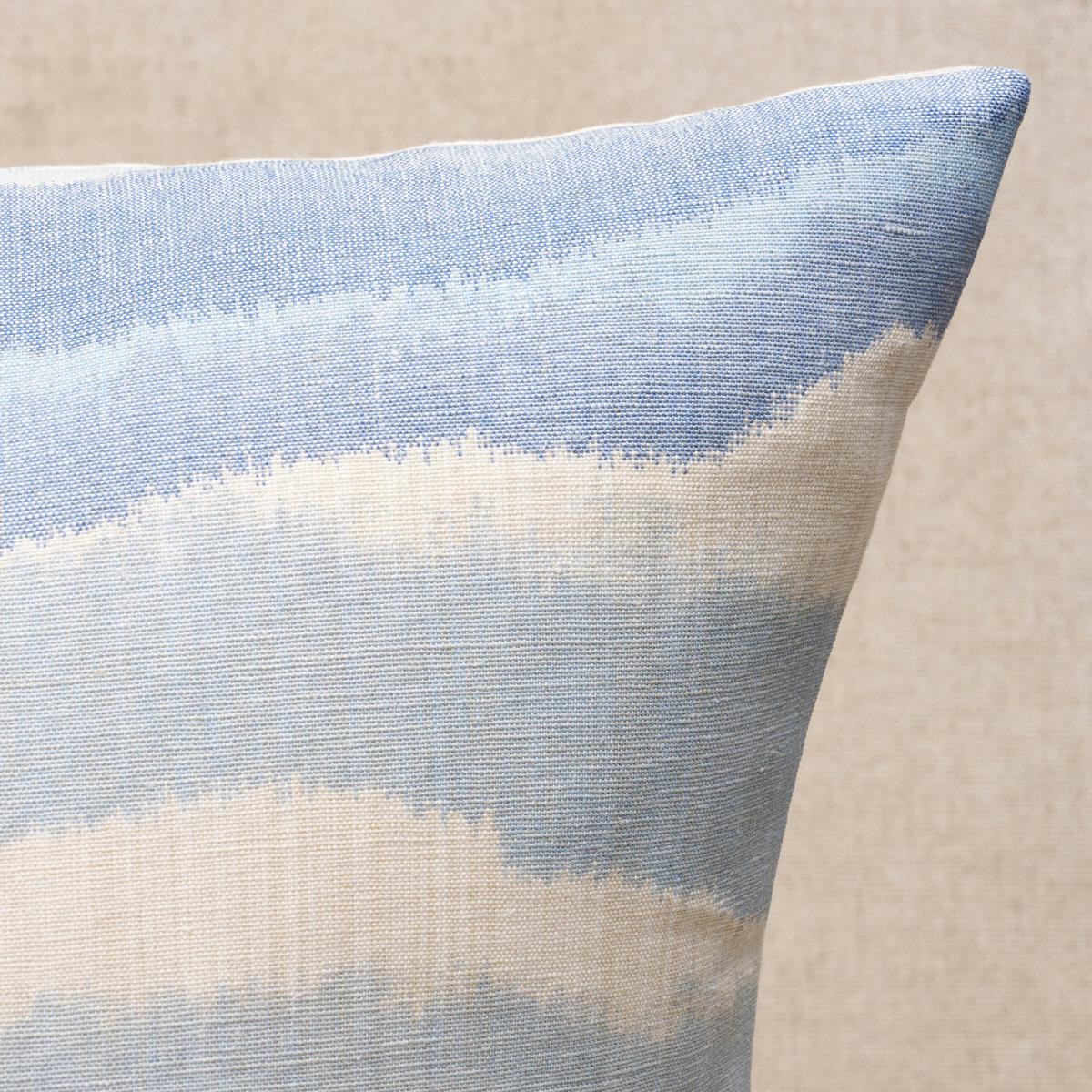 This pillow features Chandler Warp Print with a knife edge finish. Only a true warp print could achieve the ethereal effect that makes this soft horizontal stripe fabric so unique. Pillow includes a feather/down fill insert and hidden zipper