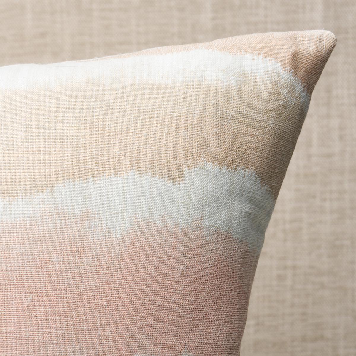 This pillow features Chandler Warp Print with a knife edge finish. Only a true warp print could achieve the ethereal effect that makes this soft horizontal stripe fabric so unique. Pillow includes a feather/down fill insert and hidden zipper closure.