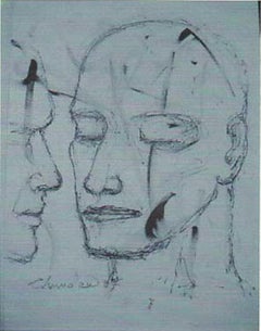 Rostro de un Hombre, figurativo, Dibujo al Carbón del enormemente elogiado Artista Indio