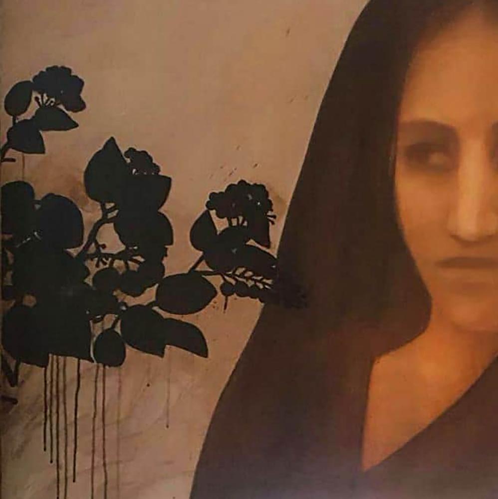 Thinking Woman, Acryl auf Leinwand, braun, schwarz von Contemporary Artist „Auf Lager“ (Zeitgenössisch), Painting, von Chandra Bhattacharya