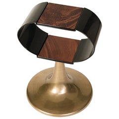 Chandra Bronze Powdered Liquid Metal and Wood Veneer Side Table