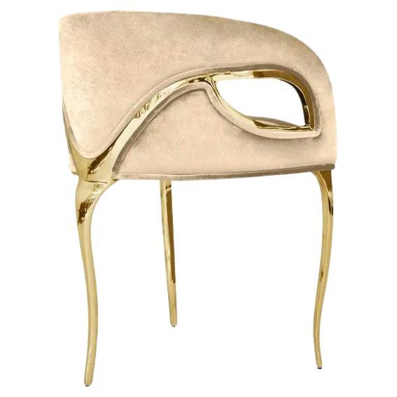 Three Leg Dining Chair with Velvet Upholstery - Chandra Chair (In Stock)