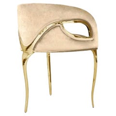 Three Leg Dining Chair with Velvet Upholstery - Chandra Chair (In Stock)