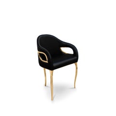 Polished Brass Three Leg Dining Chair - Chandra