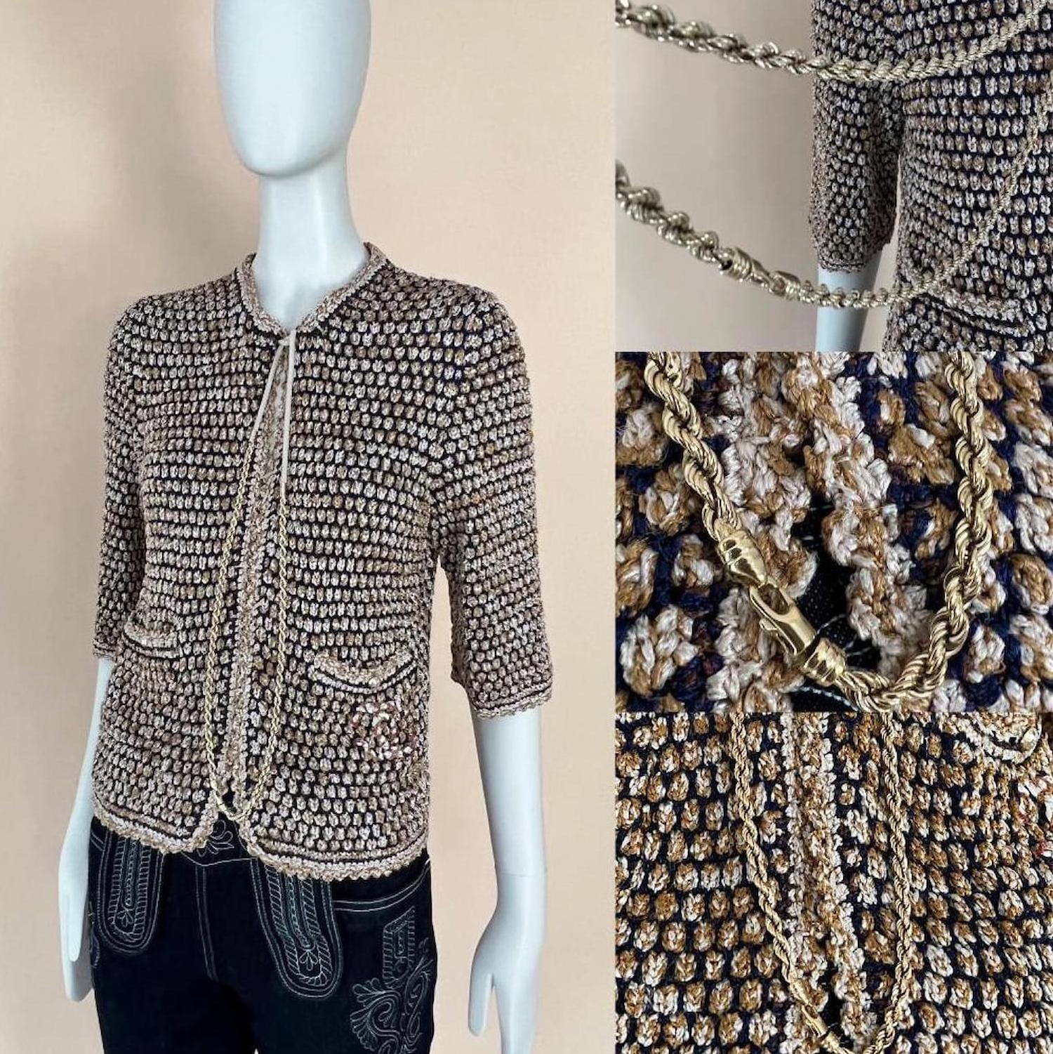 Chane Chain Details CC Patch Knit Jacket In New Condition In Dubai, AE