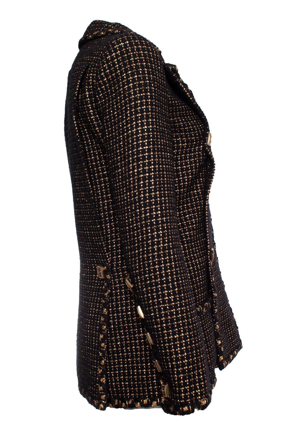 Chanel New Icon Paris / Byzance Black Tweed Jacket For Sale 7