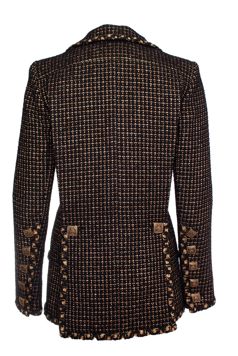 Chanel New Icon Paris / Byzance Black Tweed Jacket For Sale 8