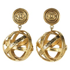 CHANEL Gold Globe Clip-On Earrings