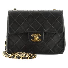 Chane Vintage Square Classic Single Flap Bag Quilted Lambskin Mini
