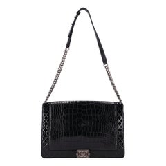 Chanel X/L Reverso Boy Bag In Alligator Skin & Patent Leather