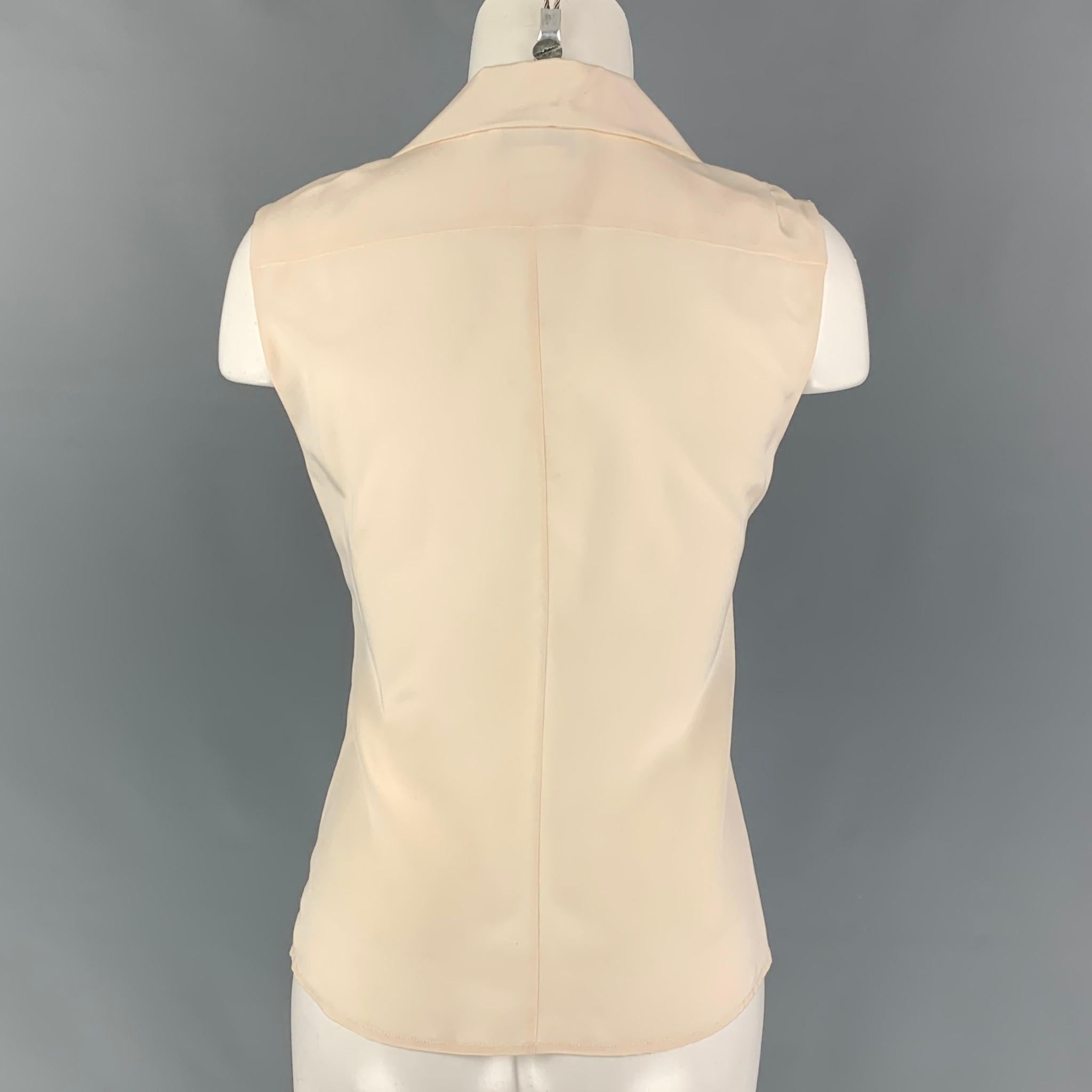 Women's CHANEL 00100 05P Size 4 Beige Silk Sleeveless Dress Top
