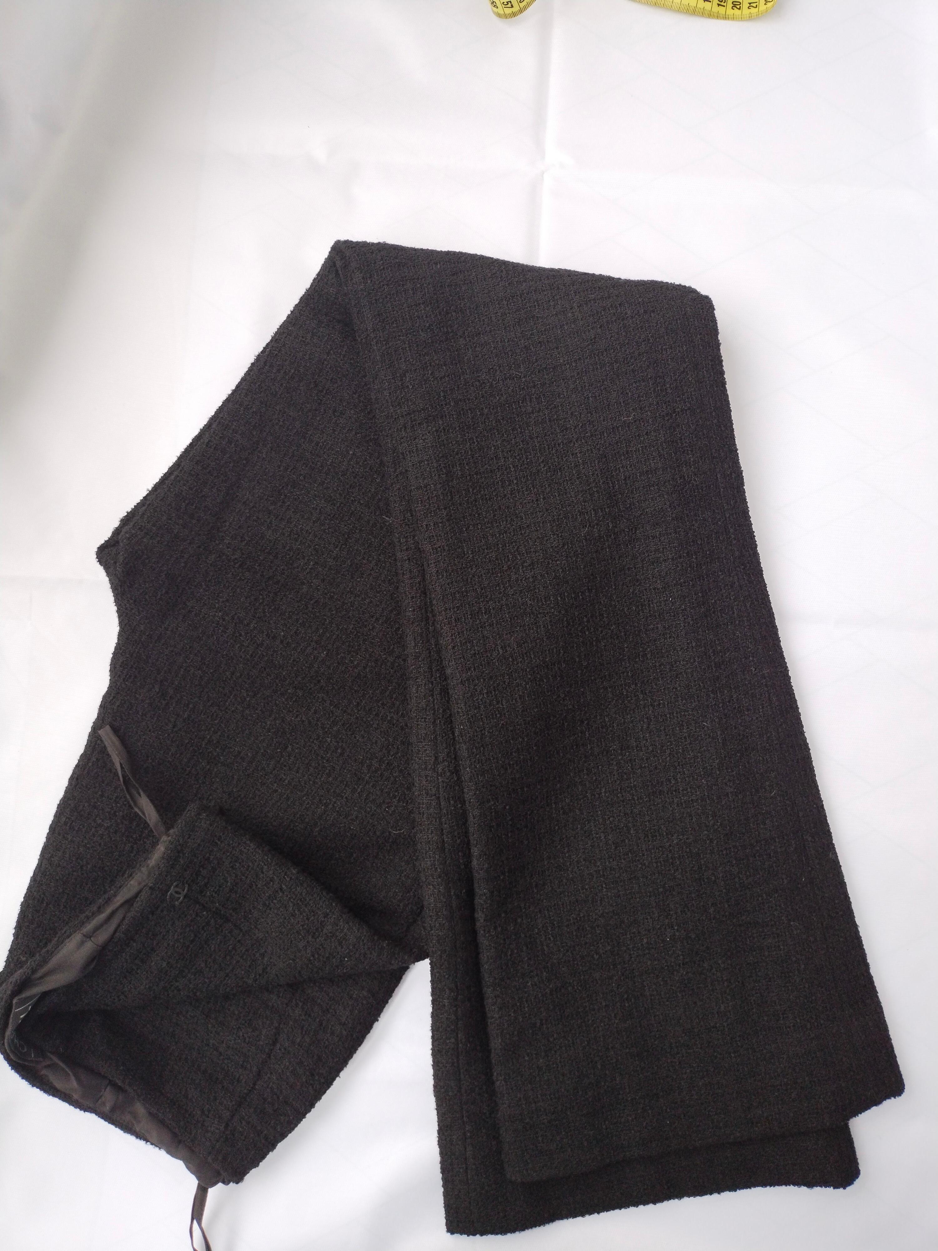 CHANEL 00A 2000 Fall runway Karl Lagerfeld tweed black trousers RTW For Sale 10