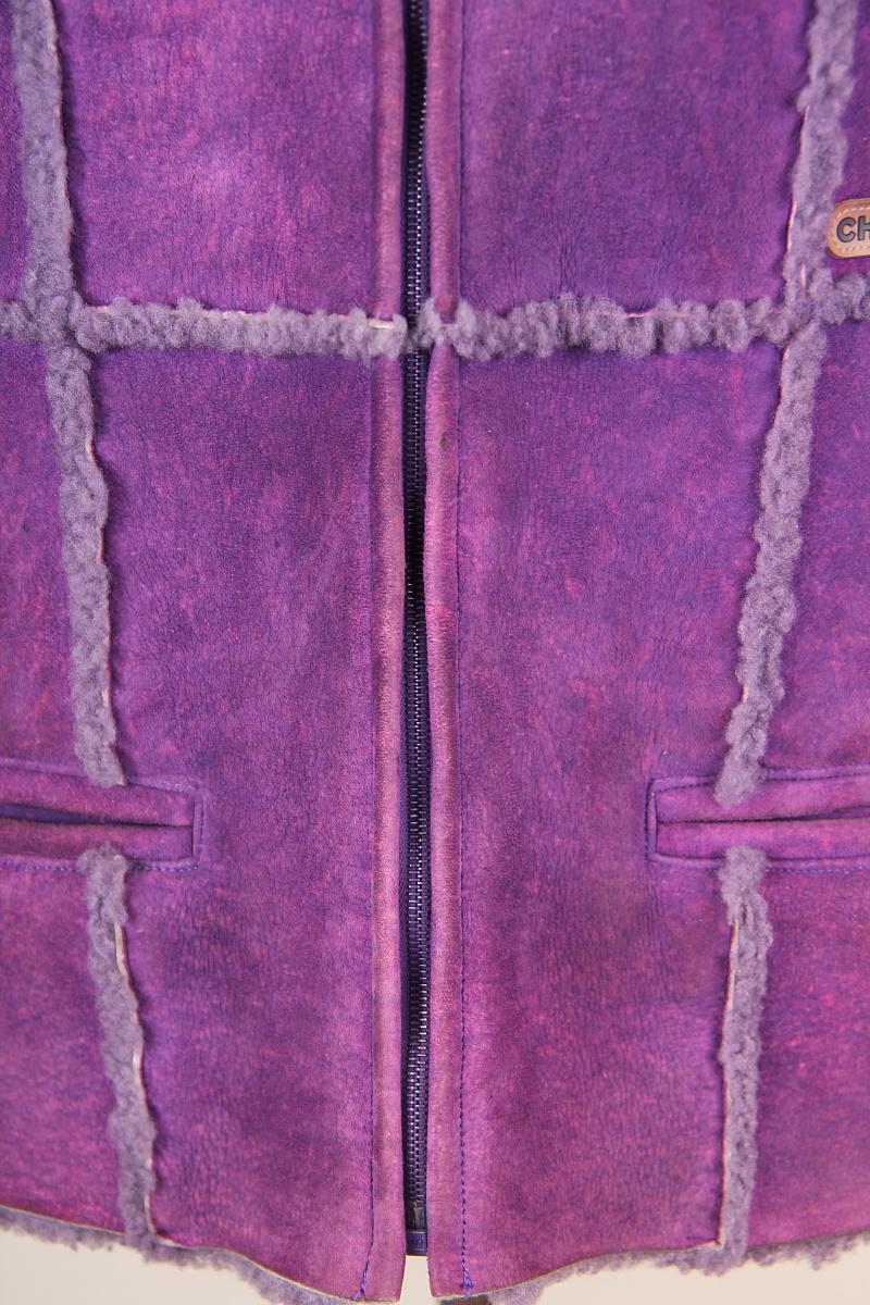 Chanel 00A 2000 jacket in suede and purple wool Dark purple For Sale 1