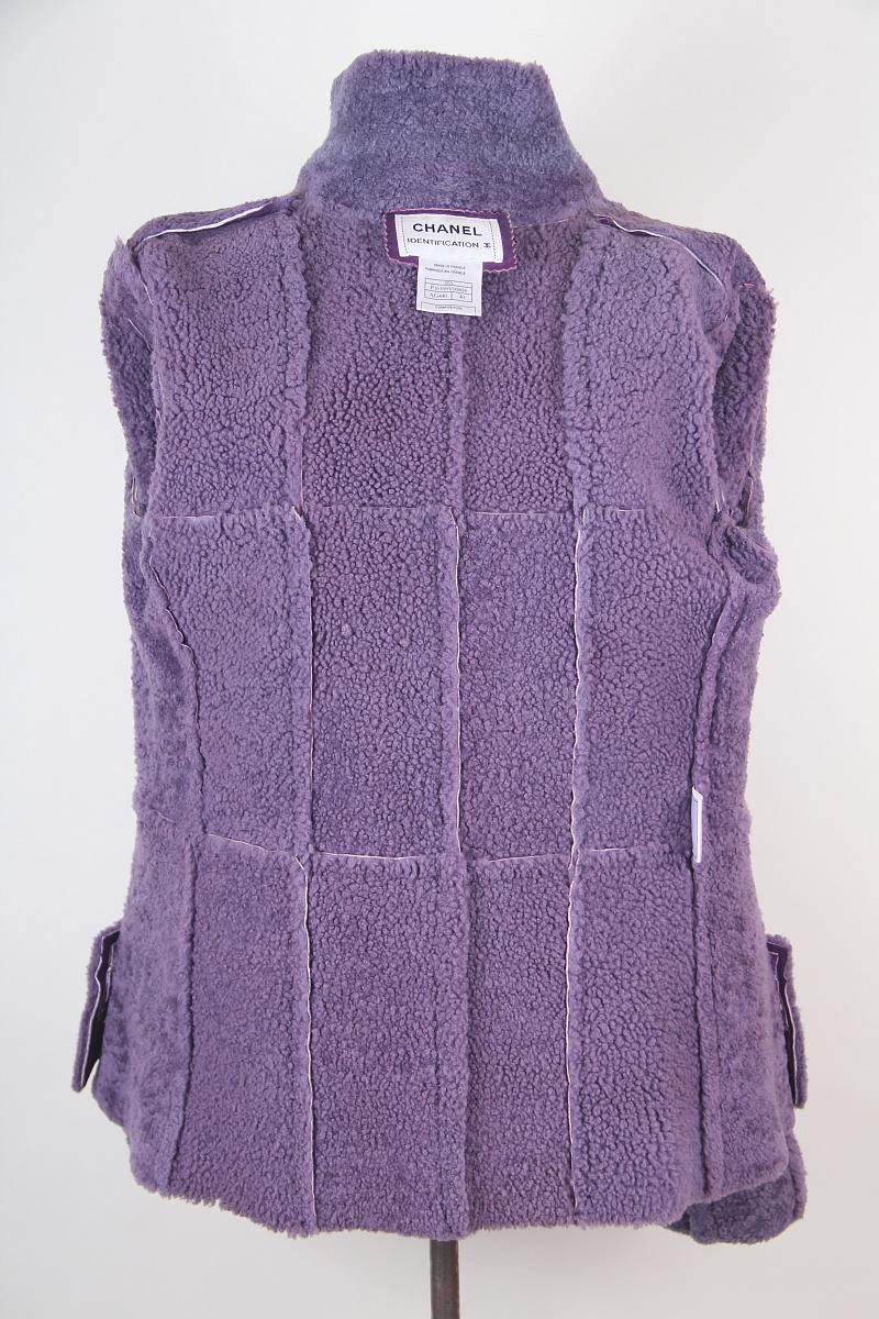 Chanel 00A 2000 jacket in suede and purple wool Dark purple For Sale 3