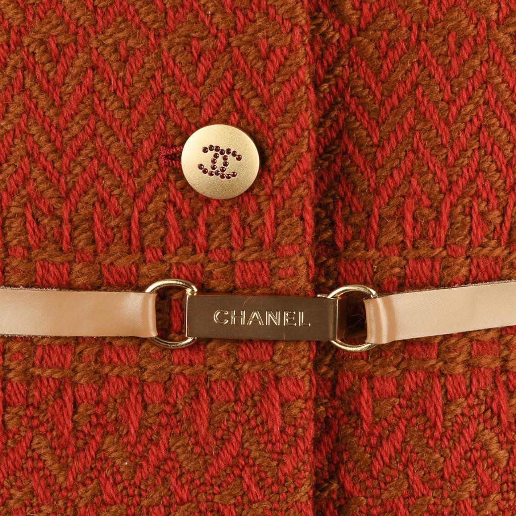 Chanel 00A Jacket Red Camel w/ Sequined Scarf Diamante CC Buttons 42 / 8 2