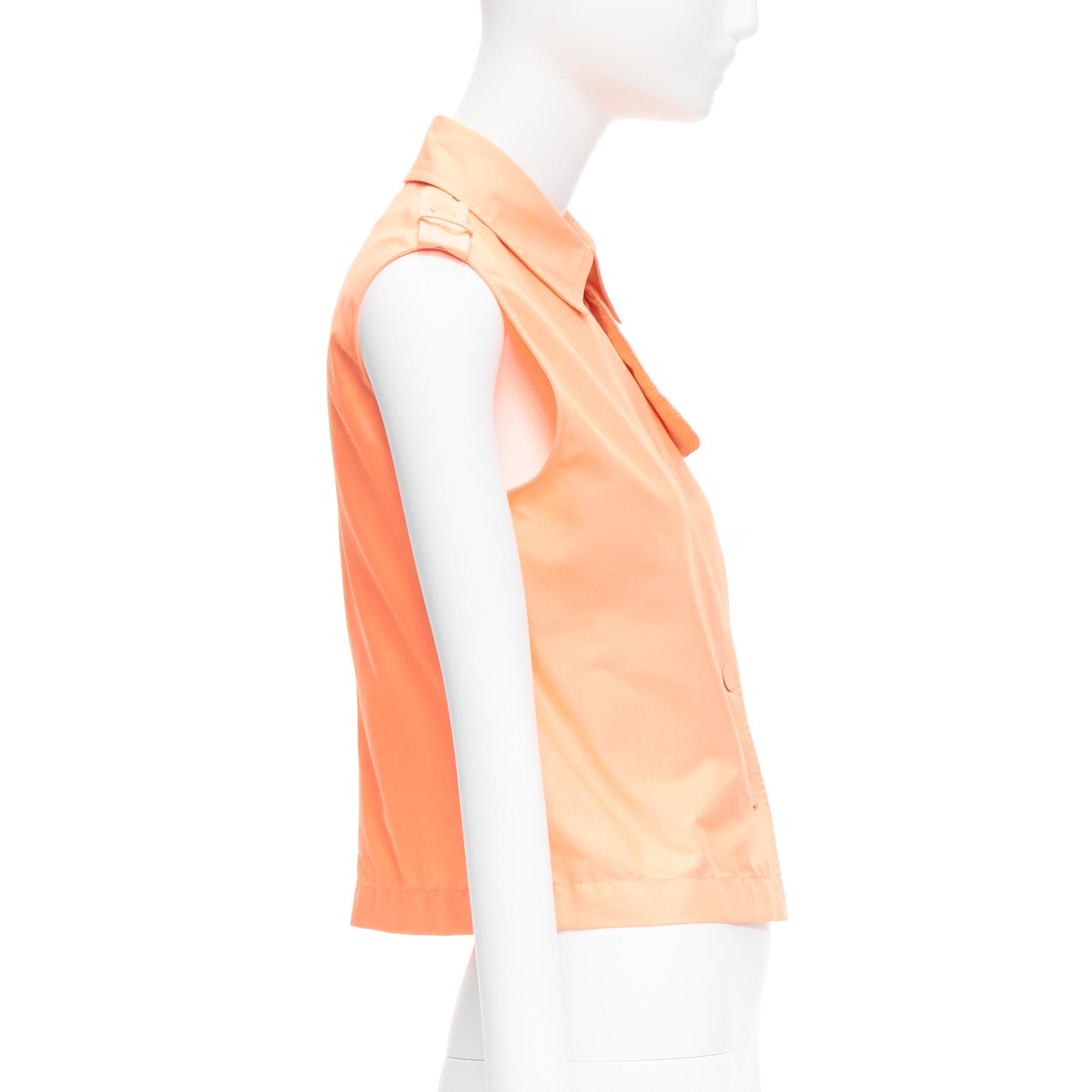 Women's CHANEL 00T apricot orange CC button quilted panel cropped vest FR38 M For Sale