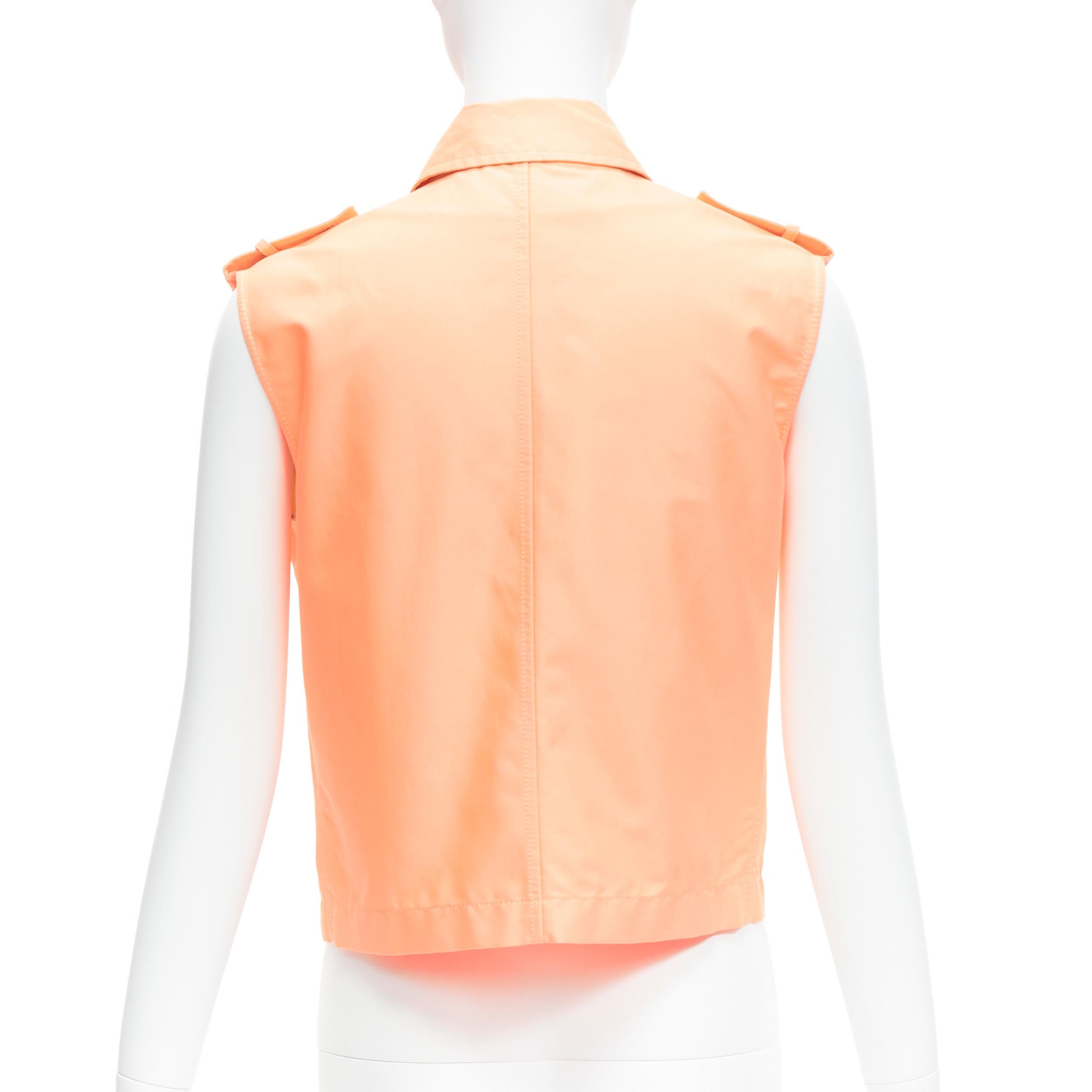 CHANEL 00T apricot orange CC button quilted panel cropped vest FR38 M For Sale 1