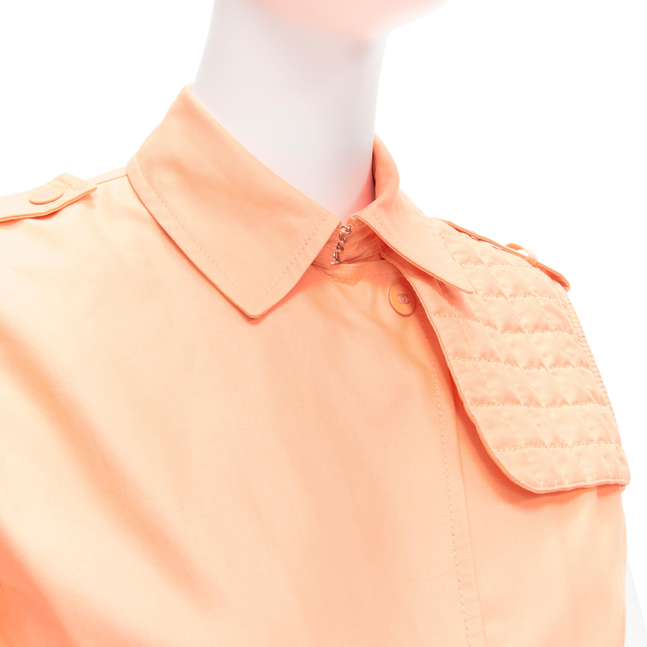CHANEL 00T apricot orange CC button quilted panel cropped vest FR38 M For Sale 3