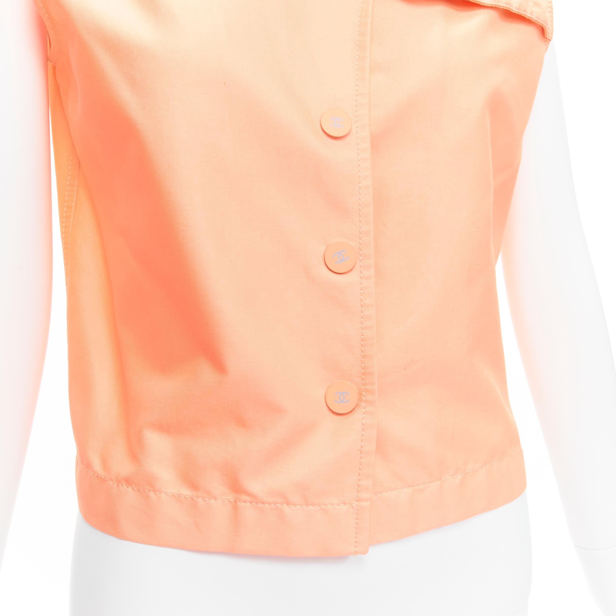 CHANEL 00T apricot orange CC button quilted panel cropped vest FR38 M For Sale 4