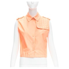 CHANEL 00T apricot orange CC button quilted panel cropped vest FR38 M