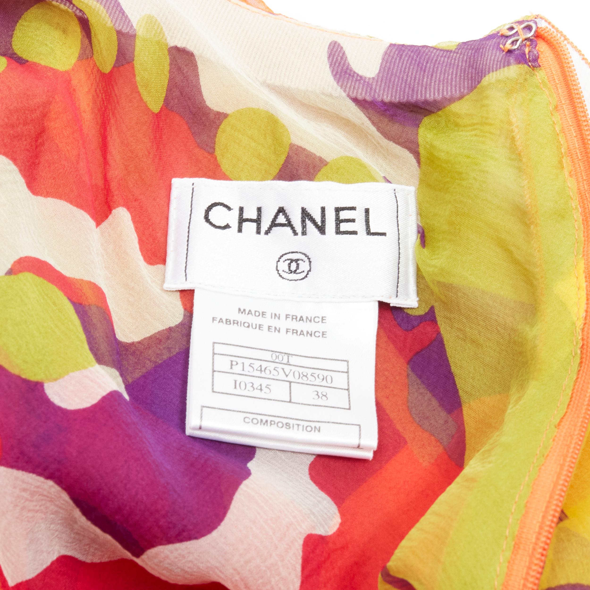CHANEL 00T CC logo multicolour floral print tiered skirt FR38 M 5