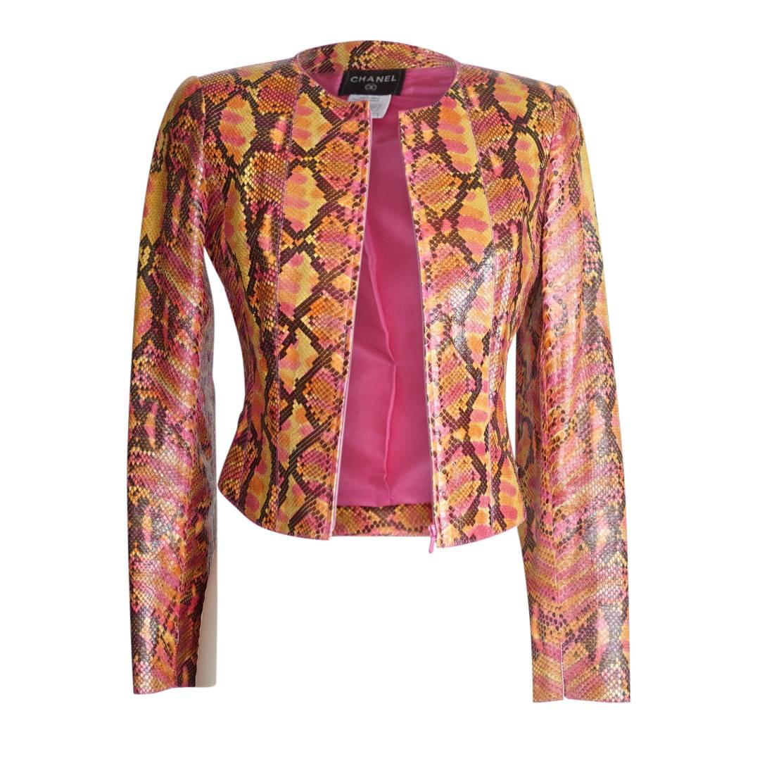 Chanel 00T Limited Ediiton Runway Jacket Multi Coloured Python 36 / 6 In Excellent Condition In Miami, FL