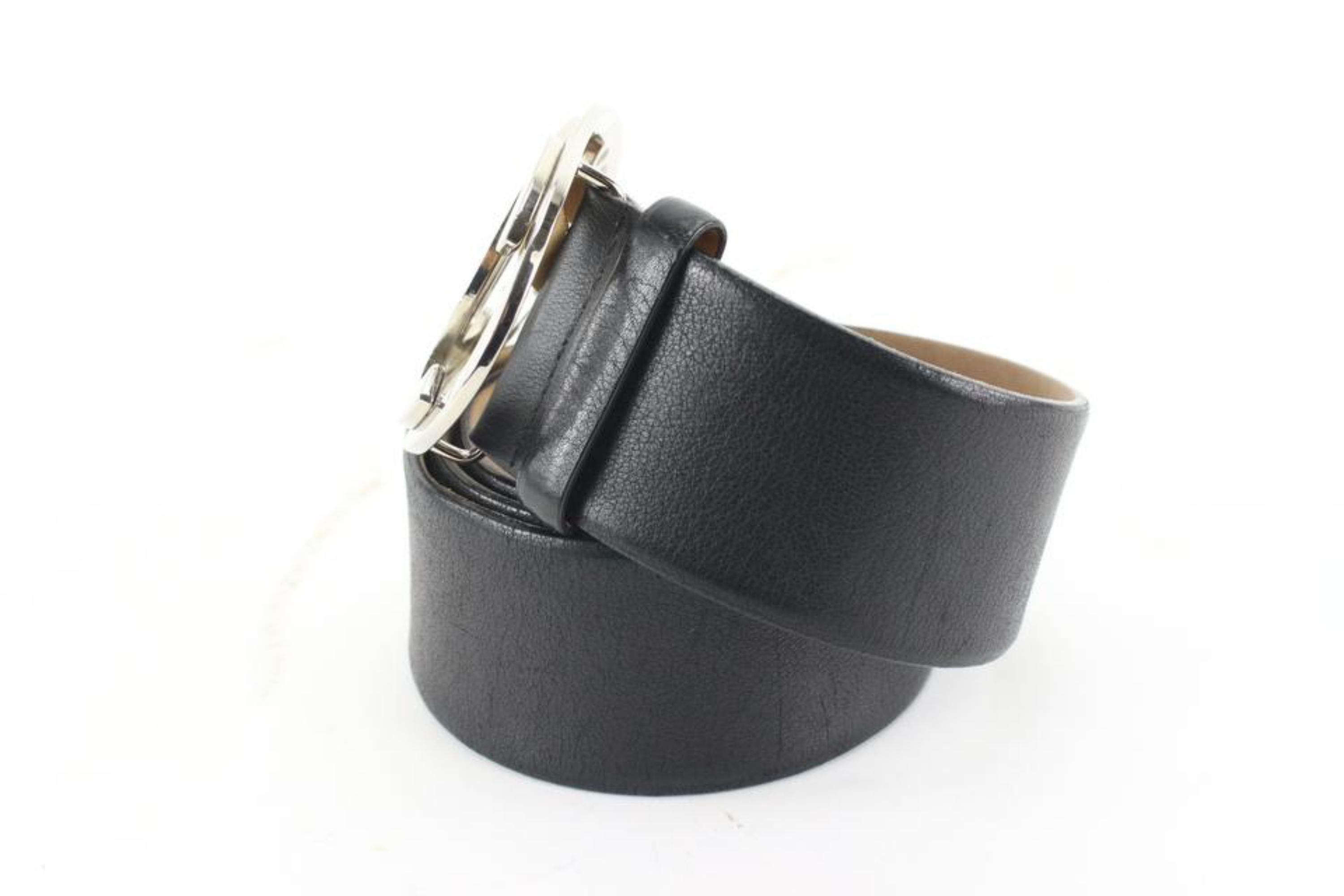 Chanel 00V 80/32 Black Leather SHW CC Logo Belt 54ck77s 5