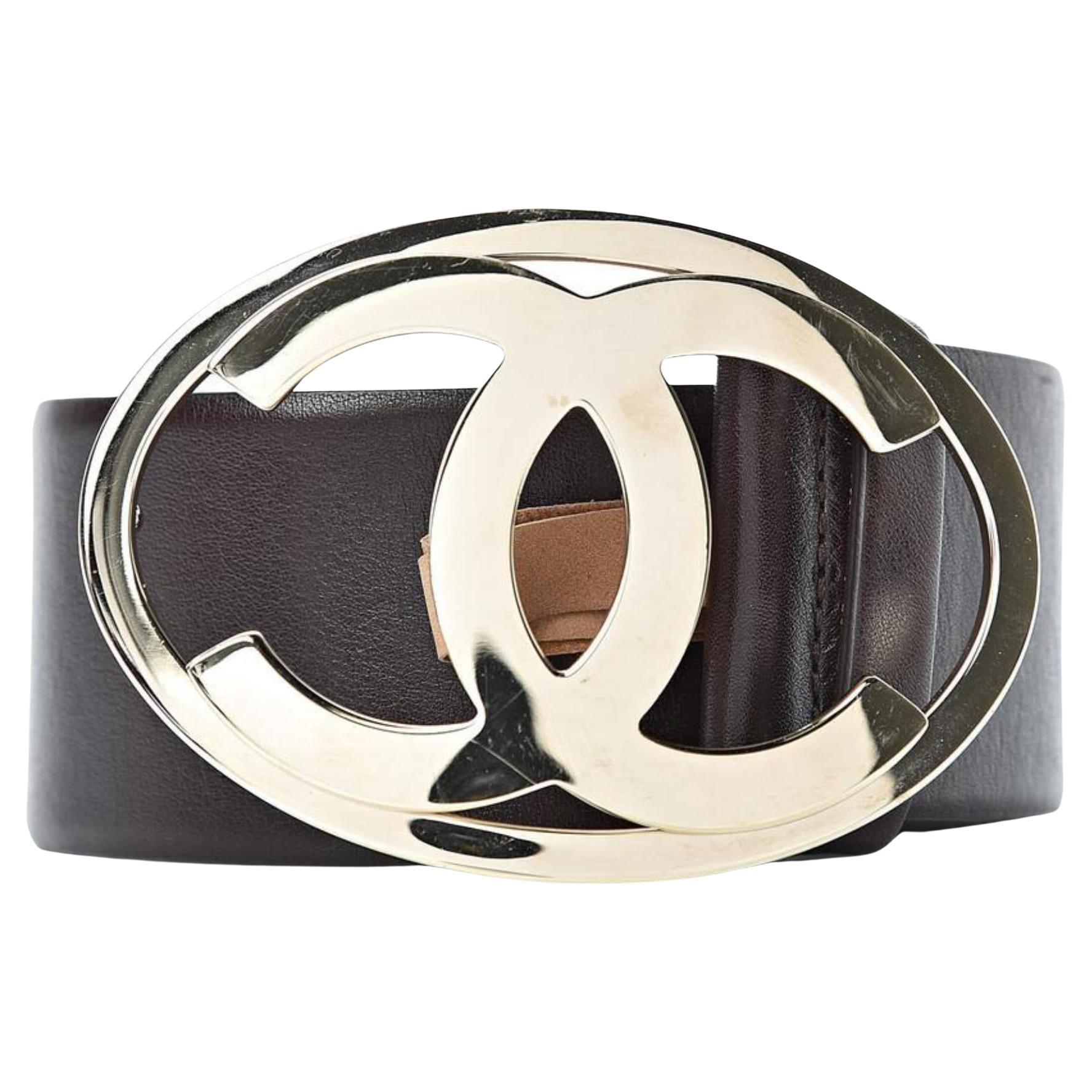 Chanel Double CC Buckle Balck leather Belt. Size 75 (30 US)