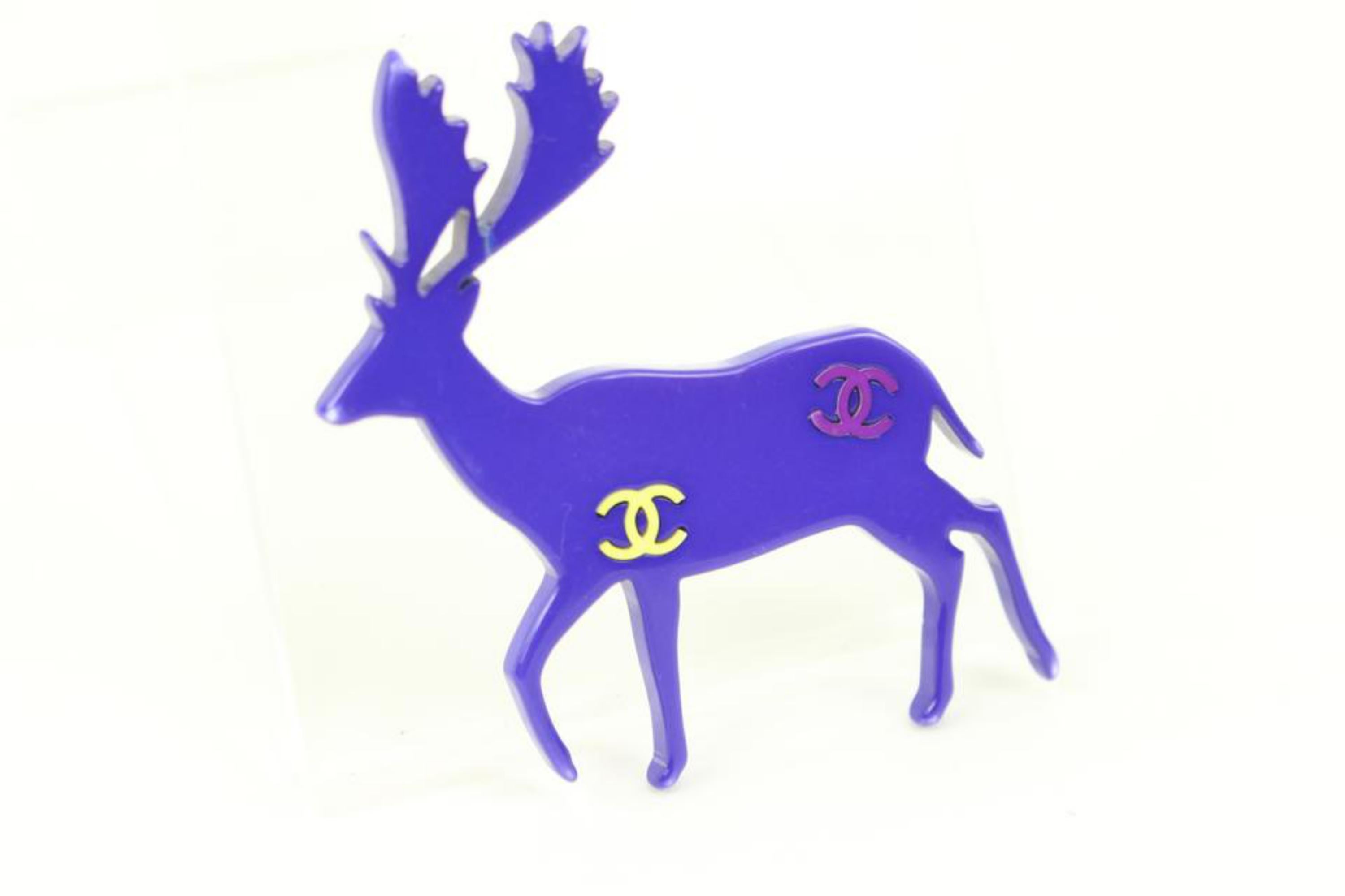 Women's Chanel 01a CC Logos Deer Motif Brooch Pin Corsage Pink 92ck310s