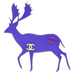 Chanel 01a CC Logos Deer Motif Brooch Pin Corsage Pink 92ck310s