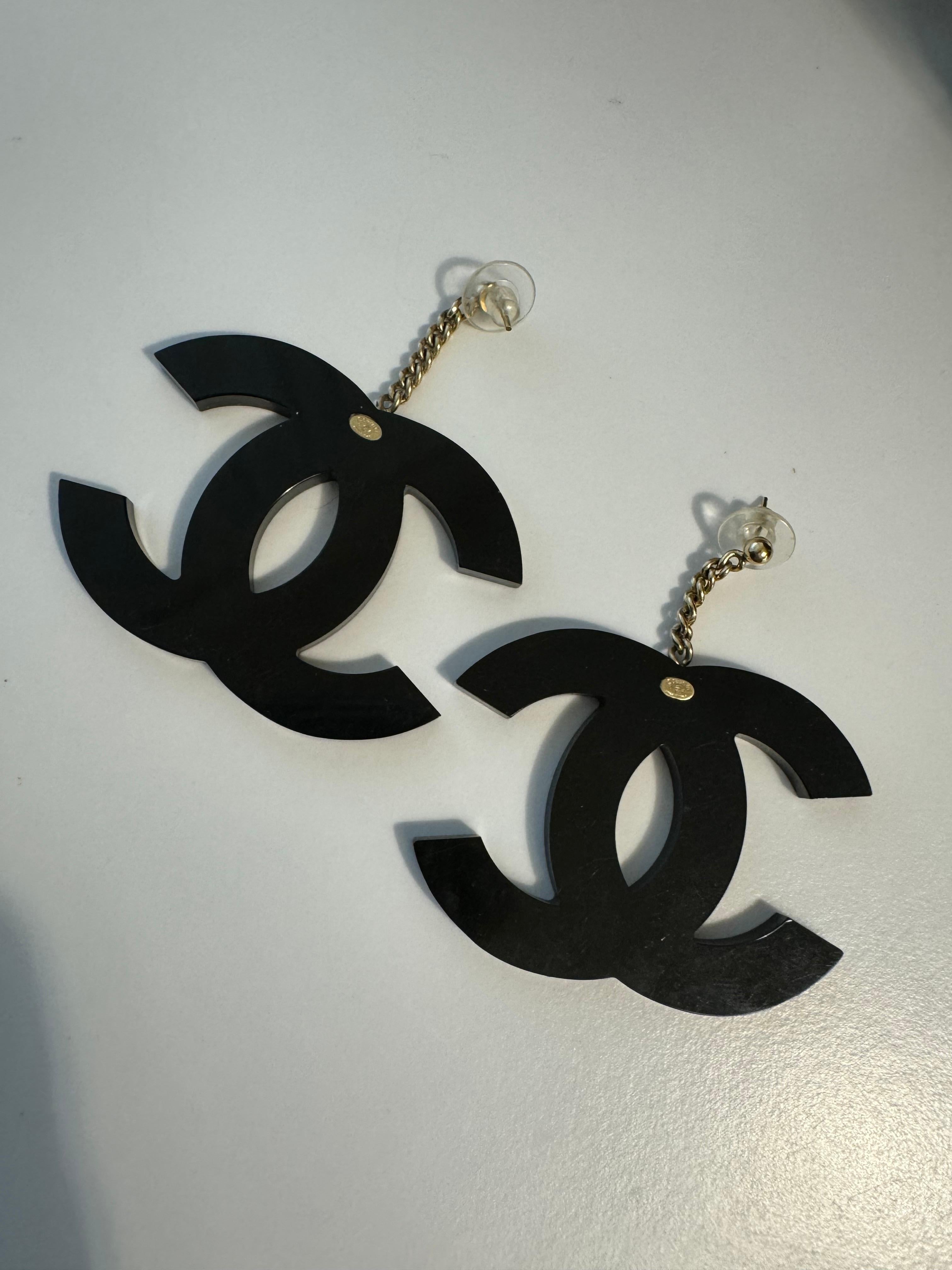 Chanel 01A Jumbo Acrylic Logo Earrings 8