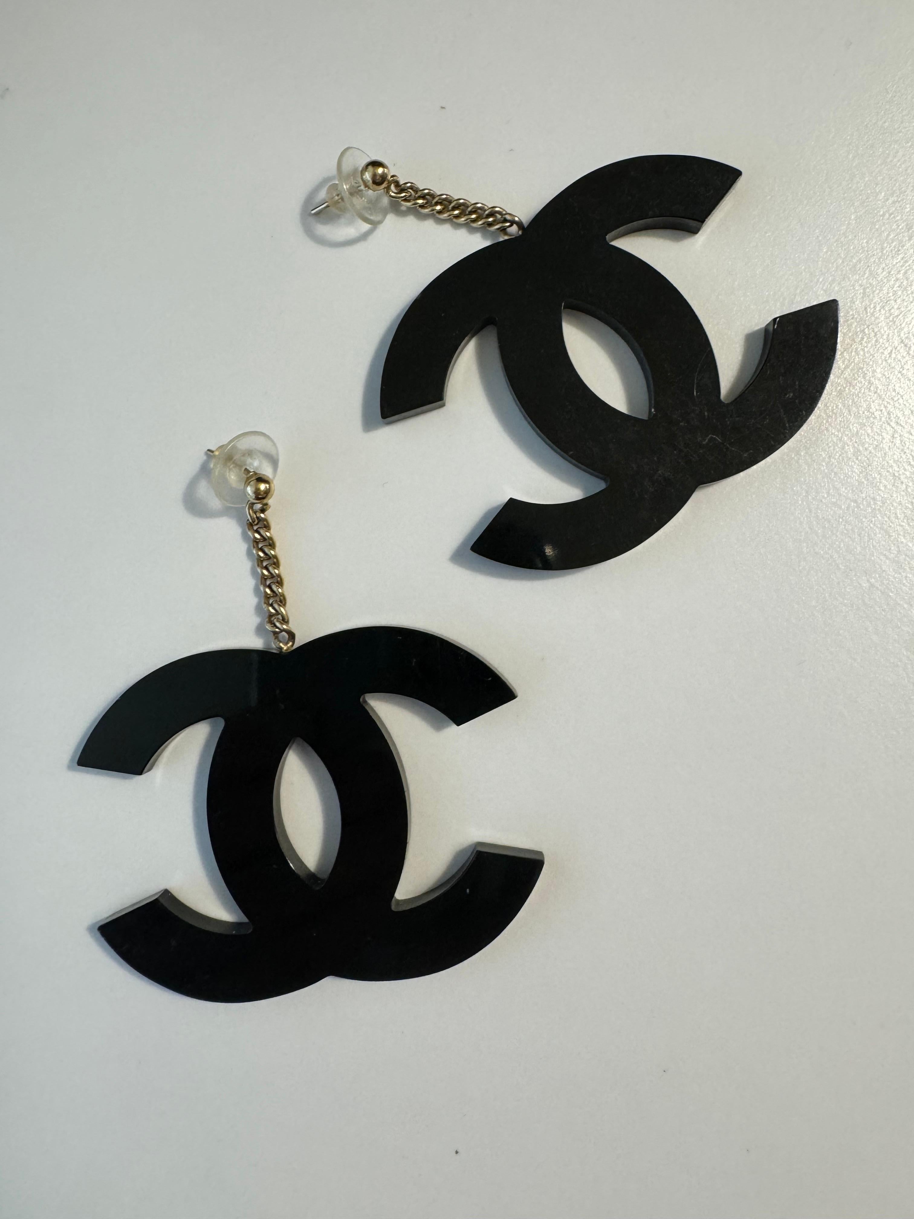 Chanel 01A Jumbo Acrylic Logo Earrings 2