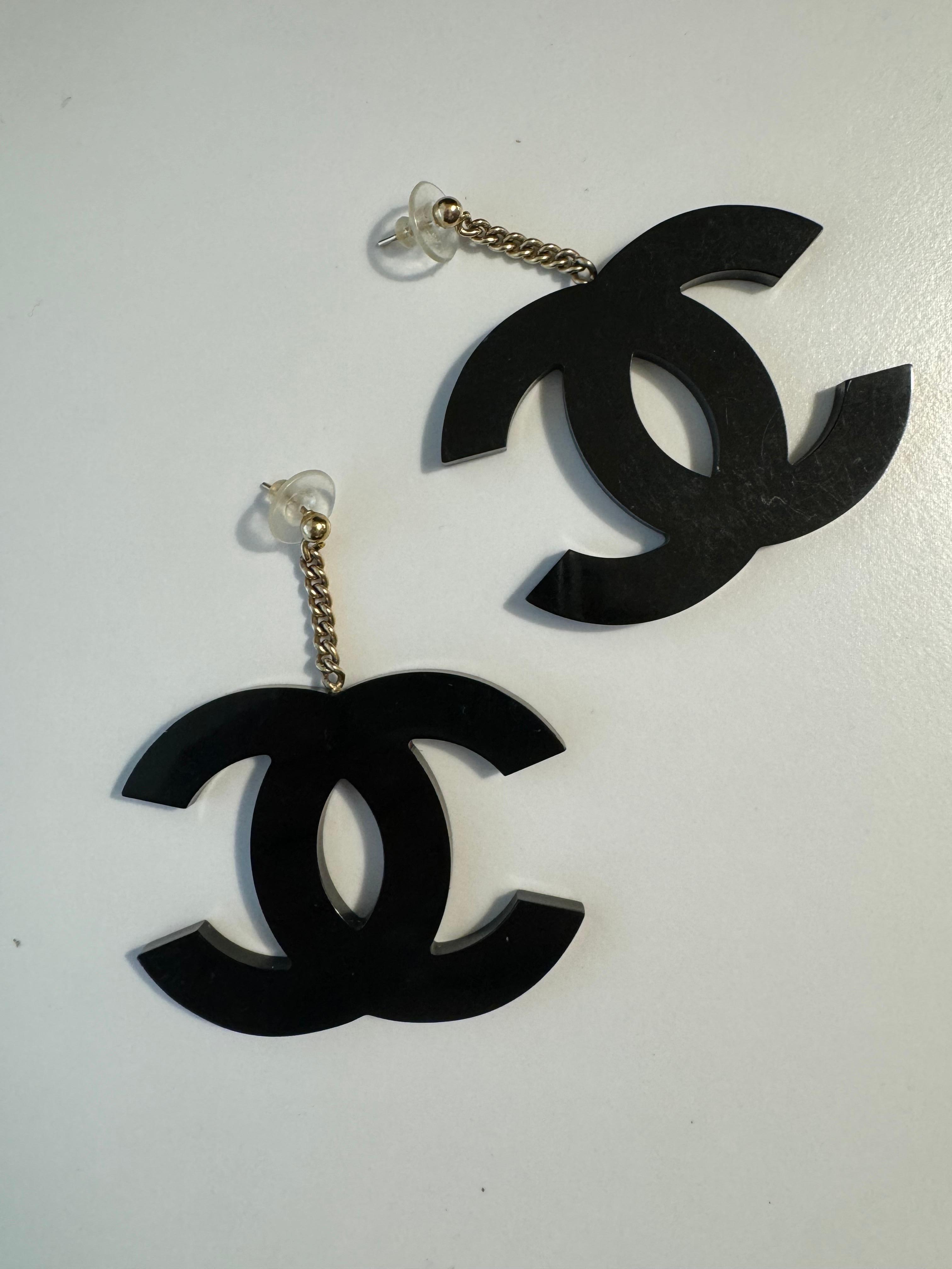 Chanel 01A Jumbo Acrylic Logo Earrings 3