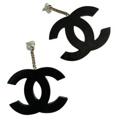 Chanel 01A Jumbo Acrylic Logo Earrings