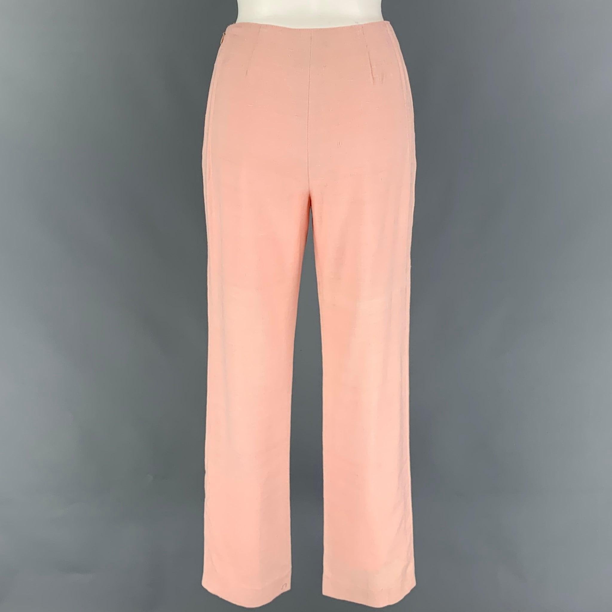 CHANEL 01C Size 4 Rose Silk High Waisted Casual Pants In Good Condition For Sale In San Francisco, CA