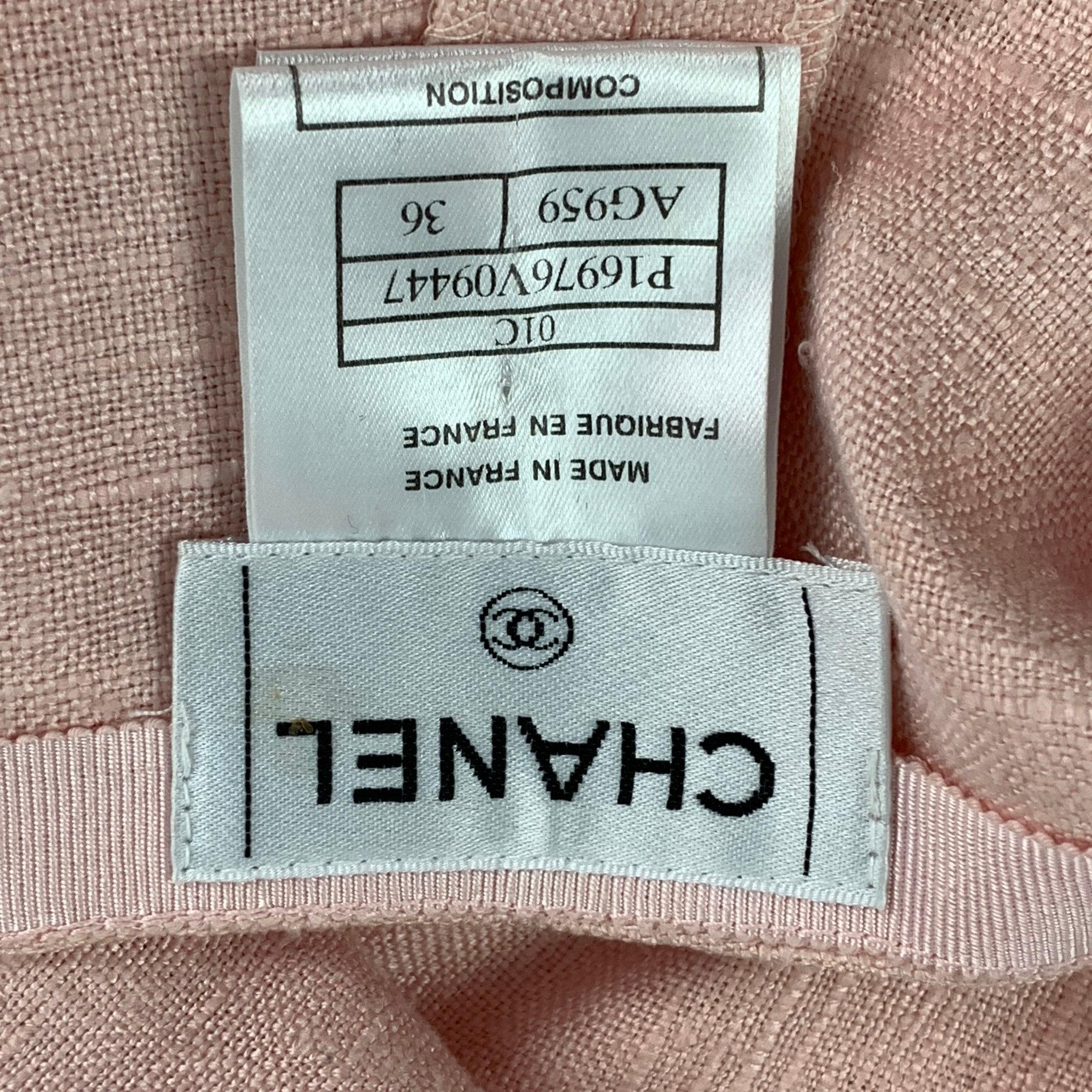 CHANEL 01C Size 4 Rose Silk High Waisted Casual Pants For Sale 2